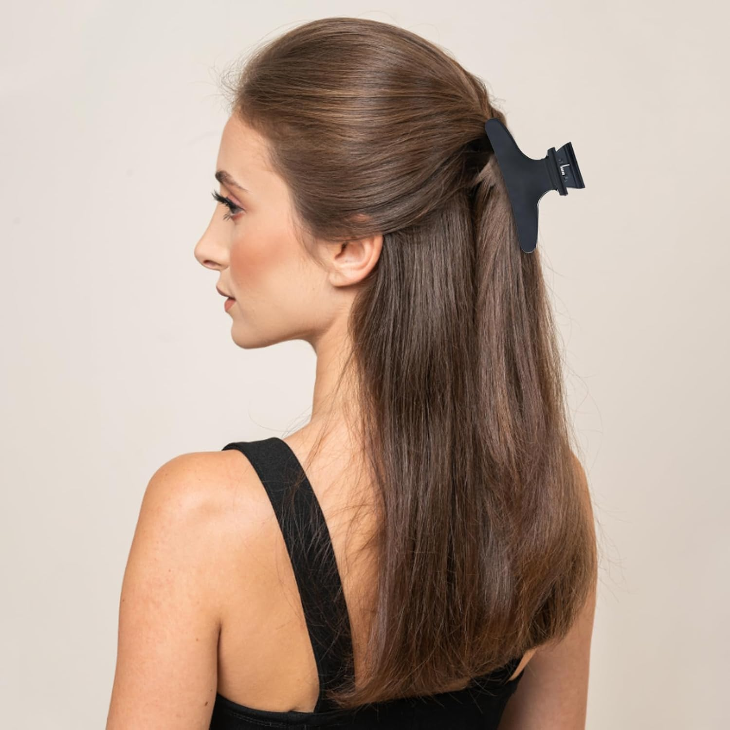 12 Pcs Black Butterfly Hair Claw Clips, Salon Hair Claw Hairdresser Clamp Black Clip Barrettes, Hairdresser Styling Accessories for Women & Girls image number 3