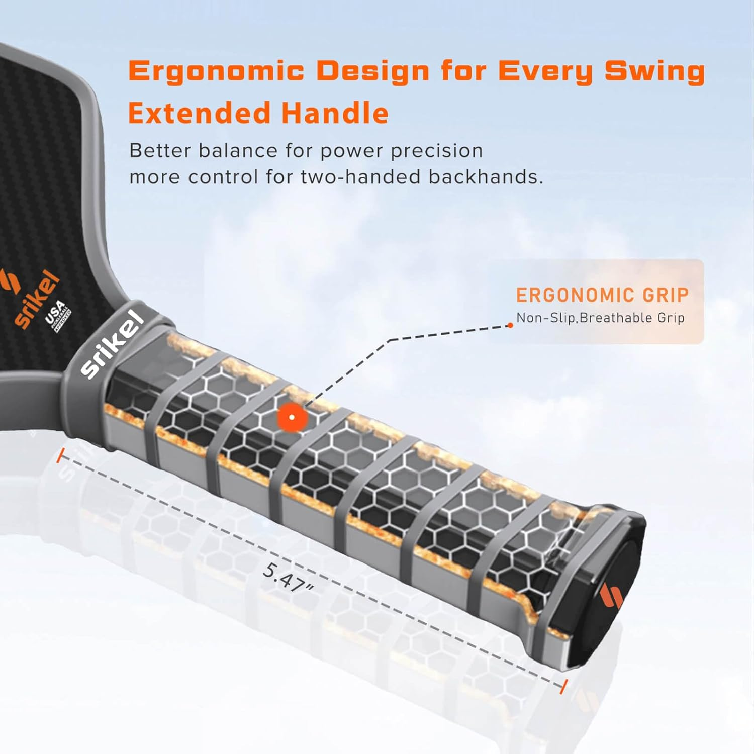 Carbon Fiber Pickleball Paddle 3K Thermoformed Raw Carbon Fiber Pickleball Paddle Lightweight Pickleball Rackets 16Mm Polypropylene Honeycomb Core Designed for Great Spin Power&Control image number 3
