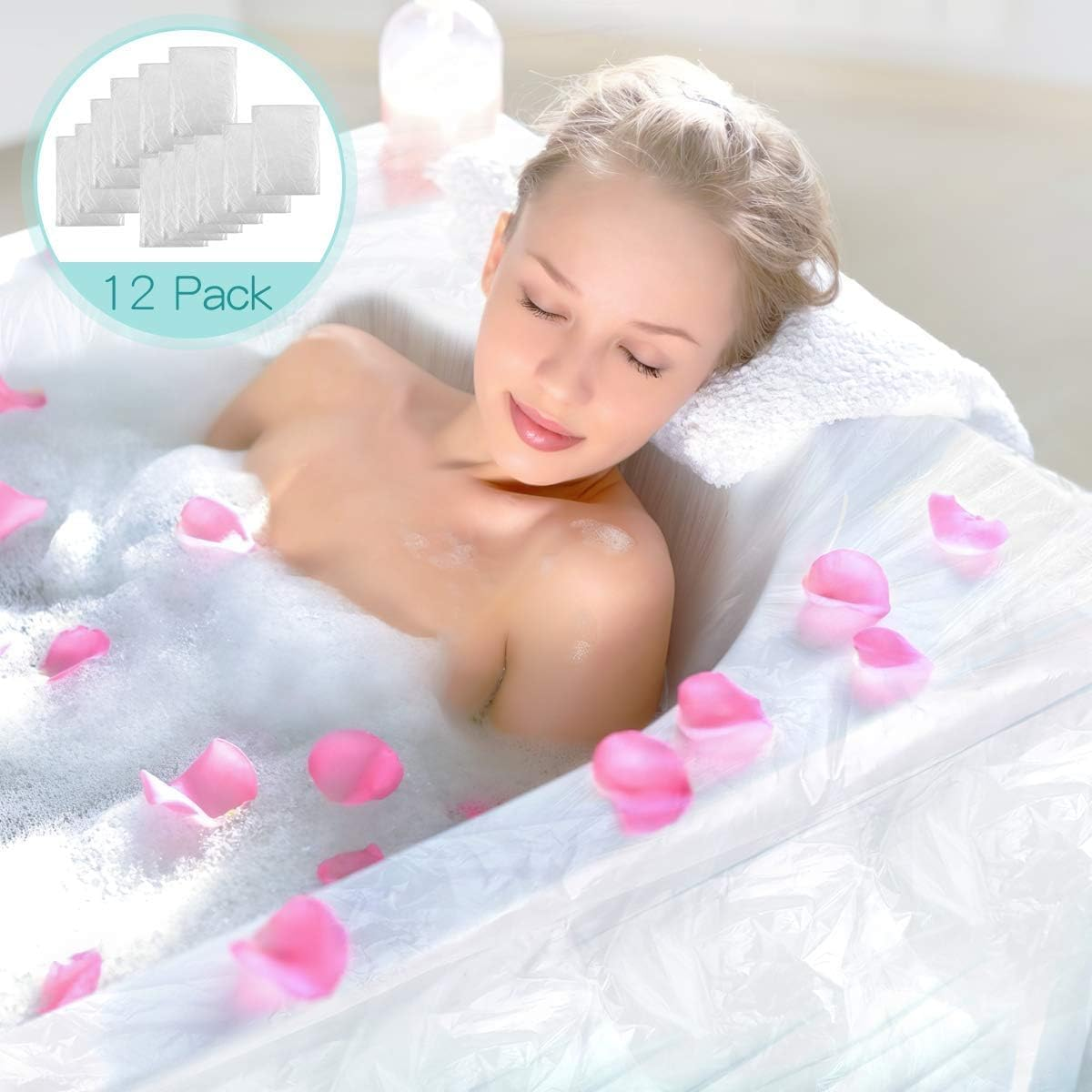 AGPTEK 12 Pack Disposable Bathtub Cover Liner, Large Bathtub Liner Plastic Bag for Salon, Household and Hotel Bath Tubs (102 X47 Inch) image number 5