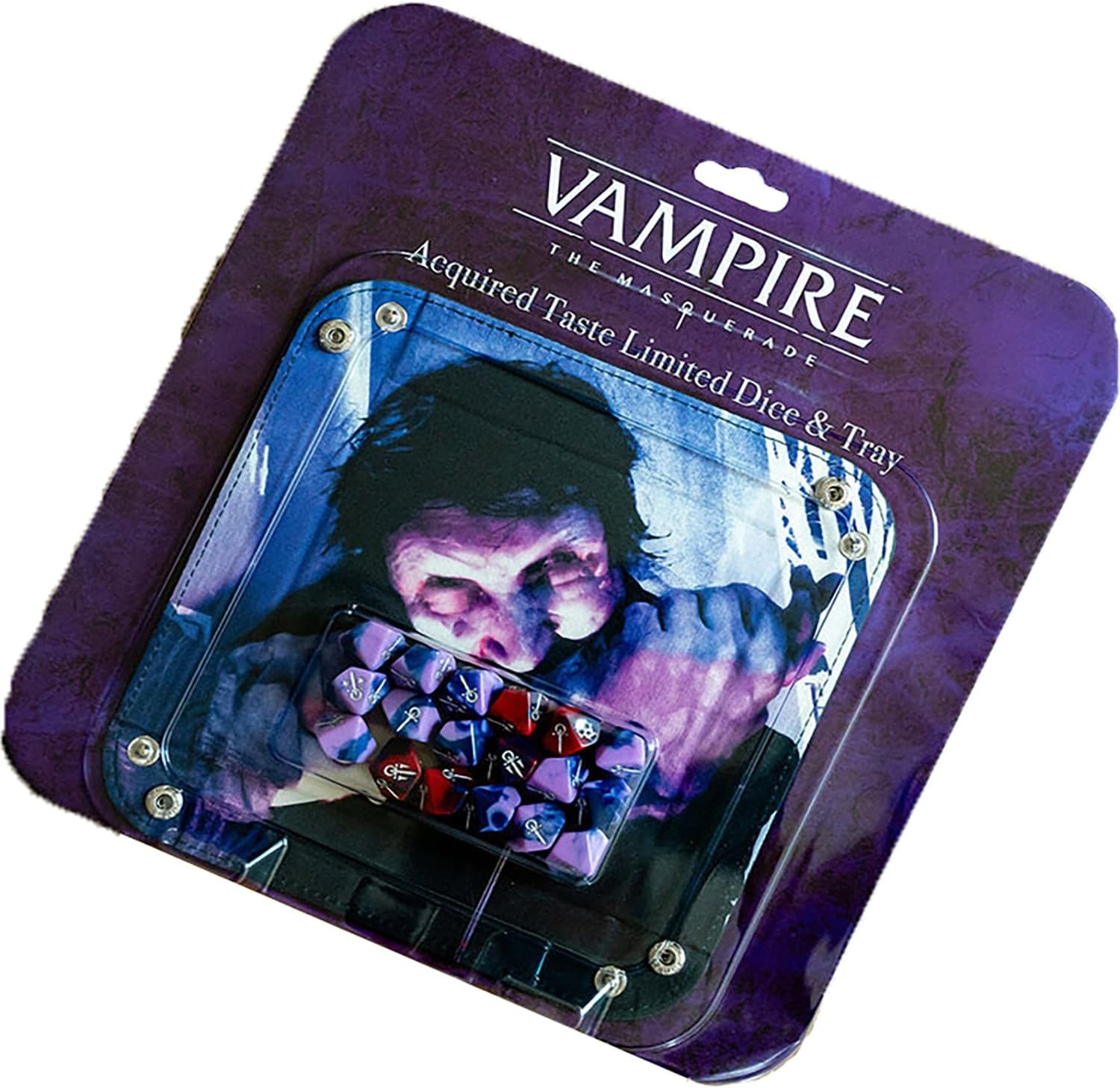 Vampire: the Masquerade 5Th Edition Roleplaying Game - Acquired Taste Limited Dice & Tray Accessory Pack - 18 Purple & Red RPG Dice & Folding Tray image number 3