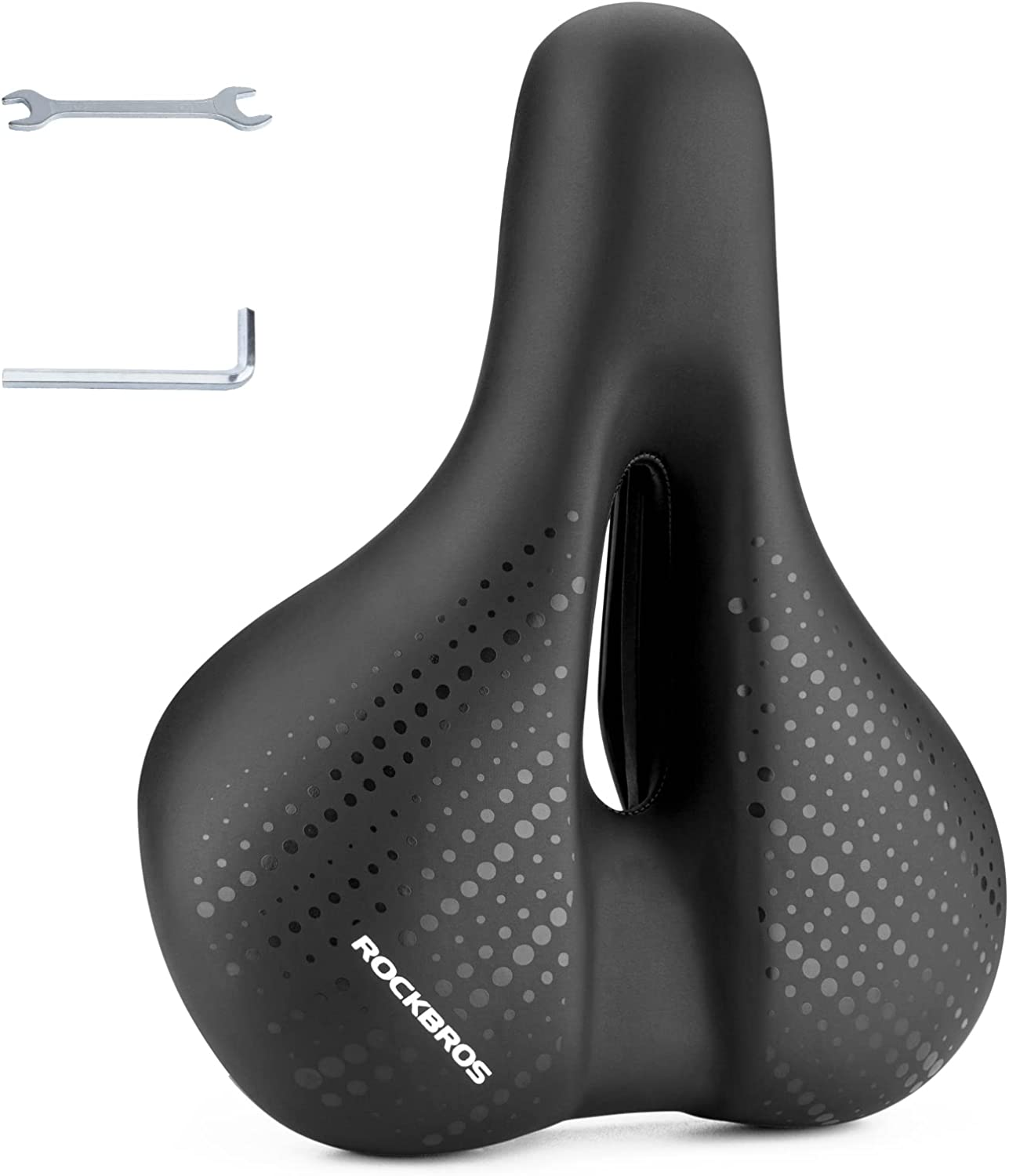 ROCKBROS Comfort Bike Seat Men Women Memory Foam Padded Wide Bike Saddle Waterproof Comfortable Bicycle Seat Cushion with Dual Shock Absorbing Universal Fit for Indoor/Outdoor Stationary Bikes image number 3