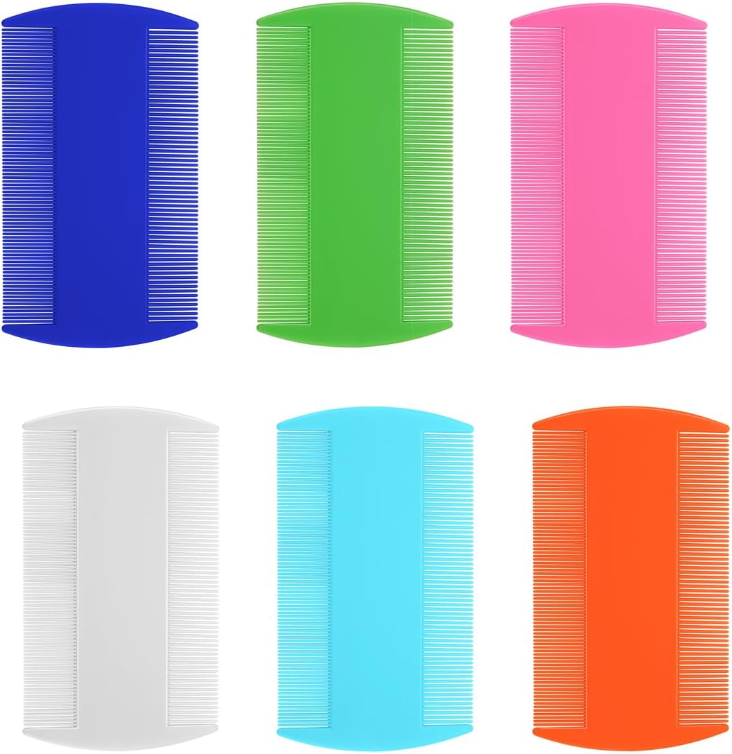 6 Pcs Head Hair Comb, Flea Comb, Double Sided Fine Tooth Comb, Lice Comb for Dandruff Removal, for Adults and Children(6 Colors) image number 3