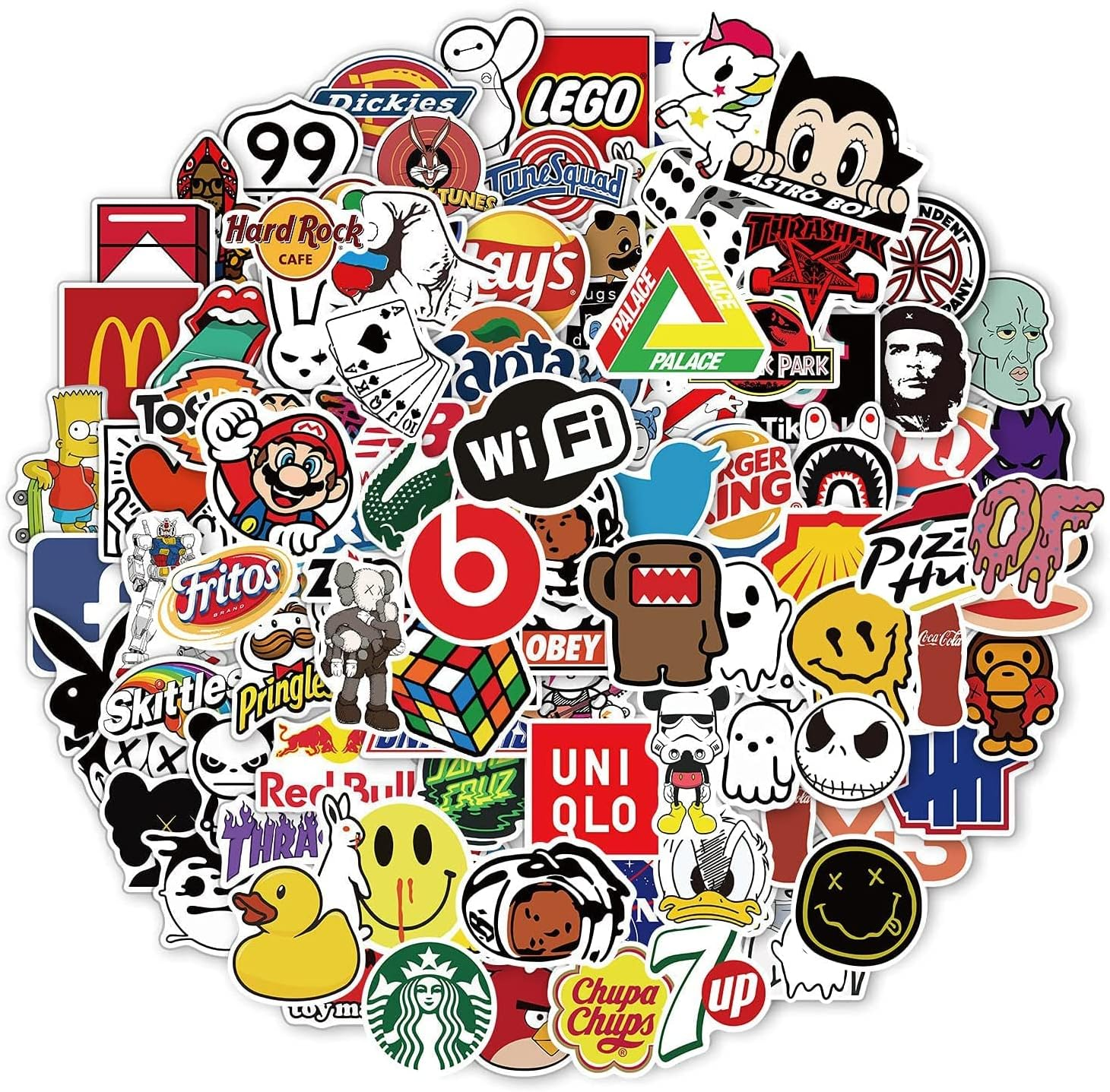 EZONEDEAL Random Sticker 100Pcs Variety Vinyl Sticker Street Fashion Sticker, Cartoon Aesthetic Stickers for Motorcycle Bicycle Luggage Decal Graffiti Patches Skateboard Stickers, Laptop Stickers image number 4