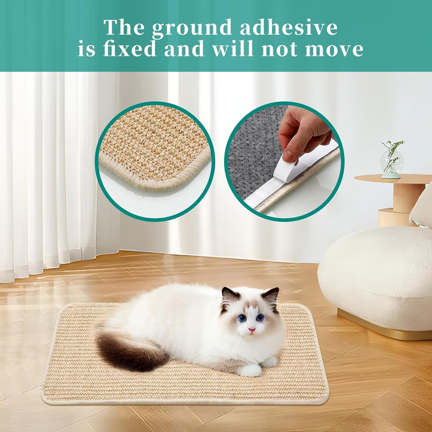 2-Piece Cat Scratching Mat Set, Robust and Durable, Cat Sisal Scratching Boards, 50 X 25 Cm, Cat Scratching Board, Protect Your Sofa, Furniture, Carpet and Walls from Scratches (Wood Colour) image number 5