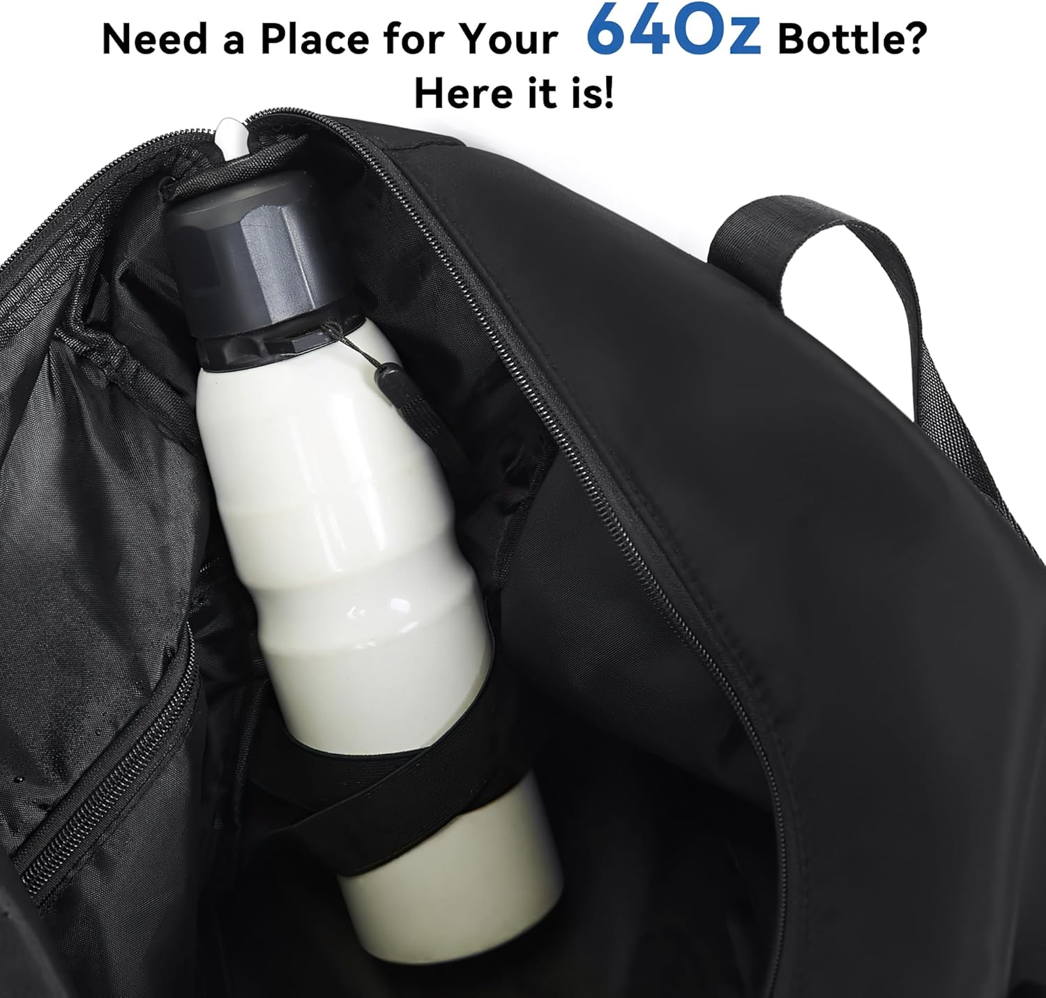 ERTUNA Gym Bag with Yoga Mat Holders, Carry on for Pilates Women & Men with Laptop & Shoe Compartment Large Duffle Travel Weekender Tote with Key Ring Clip Personal Item Workout, Easy to Clean - Black image number 3