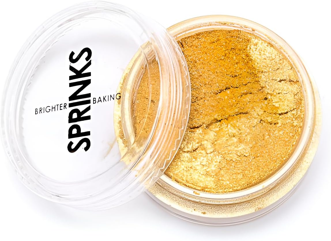 Sprinks Edible Lustre Dust Powder - 10Ml Edible Glitter | Food Colour Dust | Cake Decorating Powder | Edible Shimmer for Cakes | Lustre Dust for Fondant | Metallic Food Glitter | Bright Gold