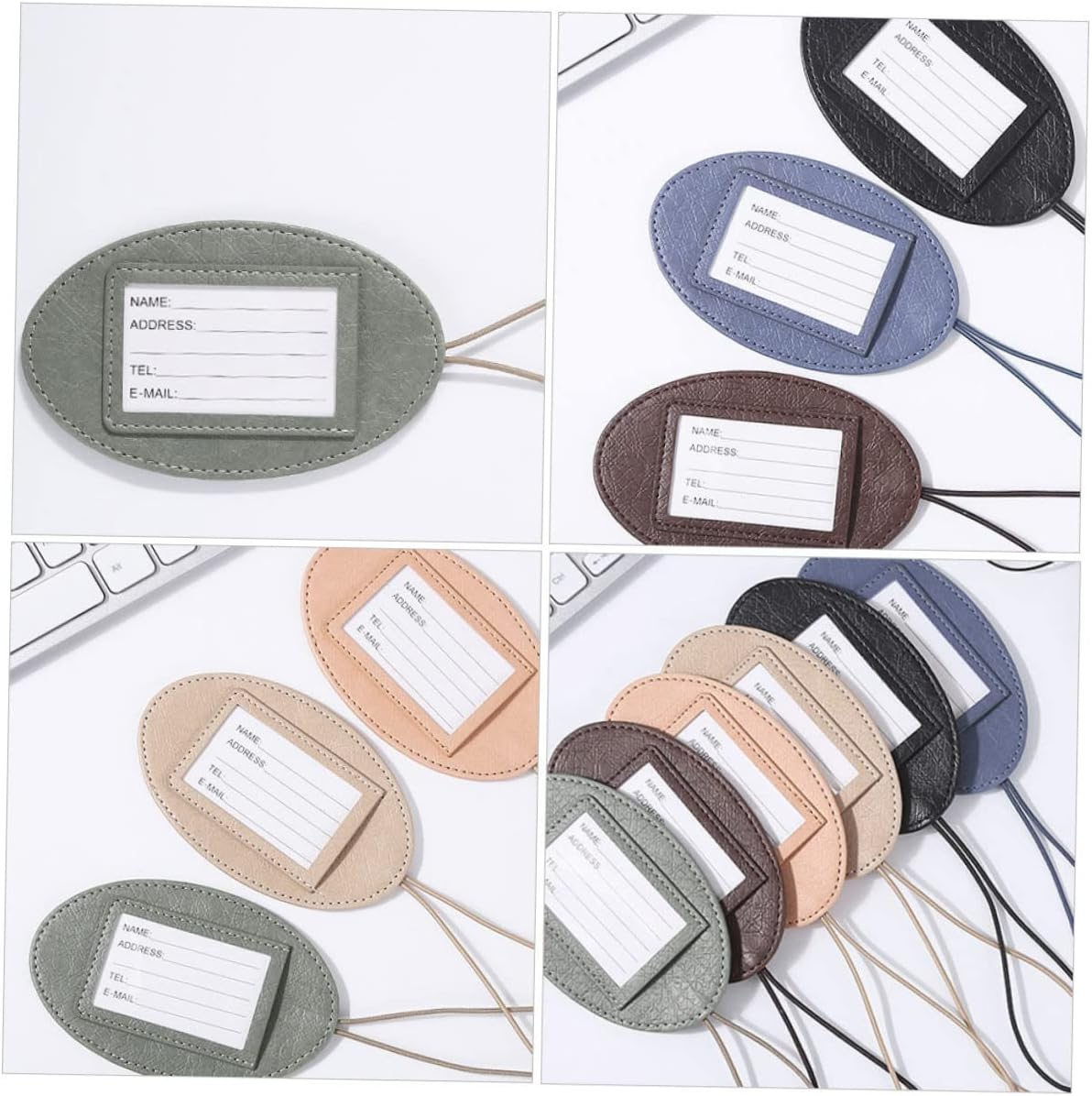 Homoyoyo 3Pcs Multifunctional Pu Leather Travel Id Tags round Cartoon Luggage Labels Random Colors for Easy Suitcase Identification image number 6