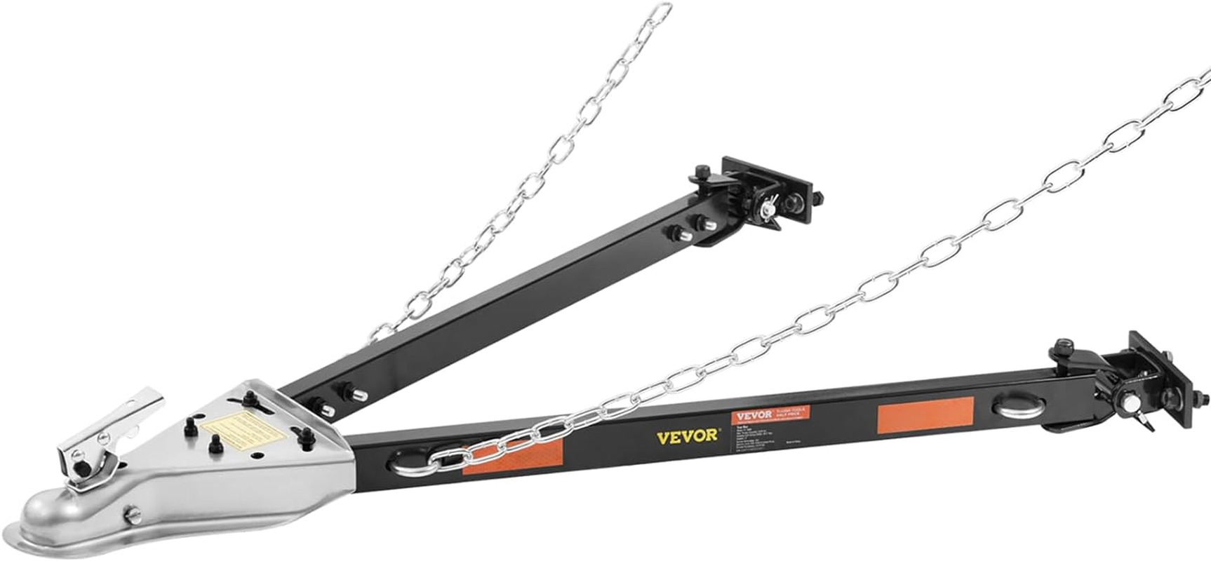 VEVOR Tow Bar, 2495 Kg Towing Capacity with Chains, Powder-Coating Alloy Steel Bumper-Mounted Universal Towing Bar, Coupler Fits 5Cm Ball Hitch, 100 Cm Opening Width, for RV Car Trailer Truck image number 2