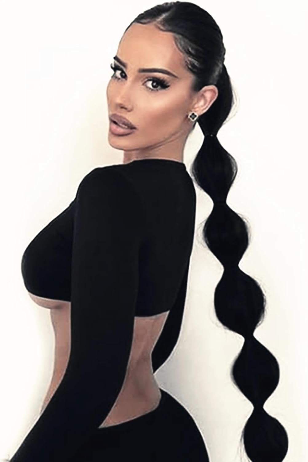 31 Inch Long Braided Ponytail Extension with Hair with Tie Straight Wrap around Hair Extensions Pony Tail DIY Natural Soft Synthetic Piece for Women (80Cm, Black) image number 2