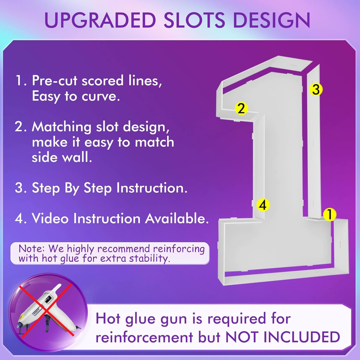 Joybox Design Mosaic Balloon Frame Light up Marquee Pre-Cut Kit Number 1 Cut-Out Extra Large Foam Board First Birthday Backdrop 1St Birthday Boy Girl Party Anniversary Decorations - Number 0 image number 2