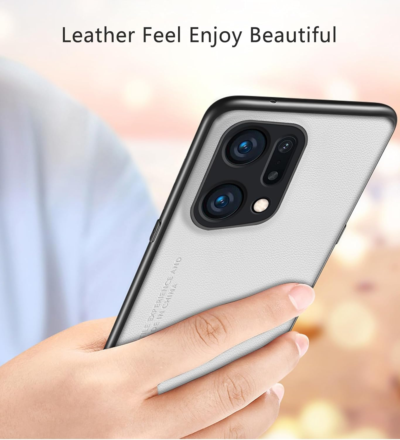 Puxssul for Oppo Find X5 Case, Soft TPU Faux Leather Case, Extremely Lightweight Ultralight Camera Protection Leather Case for Oppo Find X5 (White) - Orange image number 7