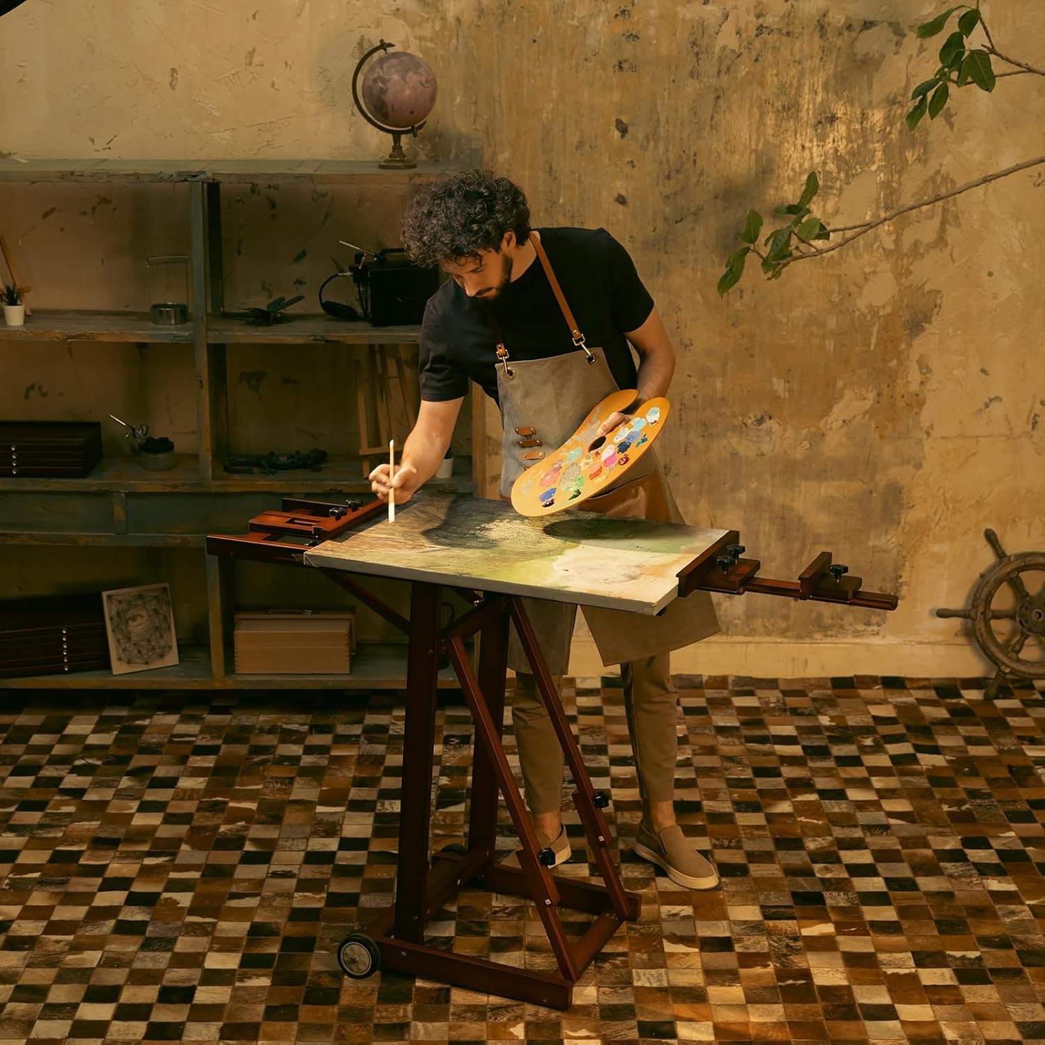 MEEDEN Artist Multi-Function Studio Easel, H-Frame Easel, Beech Wood Studio Easel, Holds Canvas Art up to 77"(Walnut) image number 2