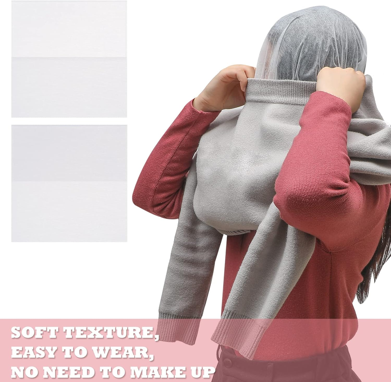 50 Disposable Cosmetic Masks - Beauty Makeup and Clothing Protector Non Woven Dress Face Cover for Women and Girls image number 1