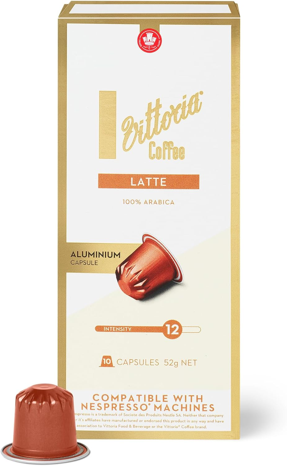 Vittoria Coffee 100% Arabica Latte Nespresso Compatible Aluminium Capsules 52G (6 Packs X 10 Pods) image number 3