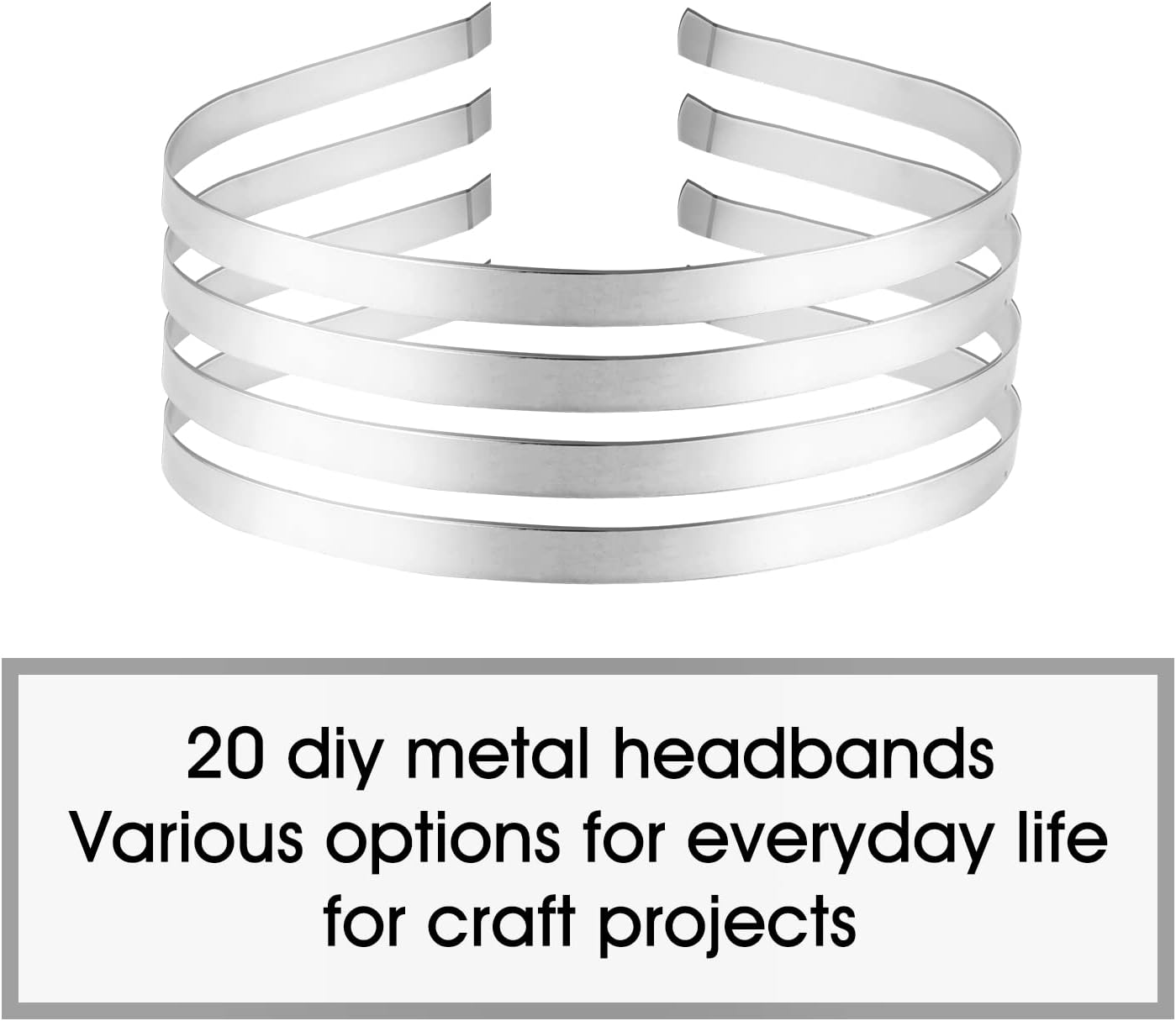 20 Pack Bulk 7 MM Thin Silver Black Plain Blank Hard Wire Metal Headbands Base Hair Bands Clasps Tiara DIY Crafting Accessories for Women image number 1