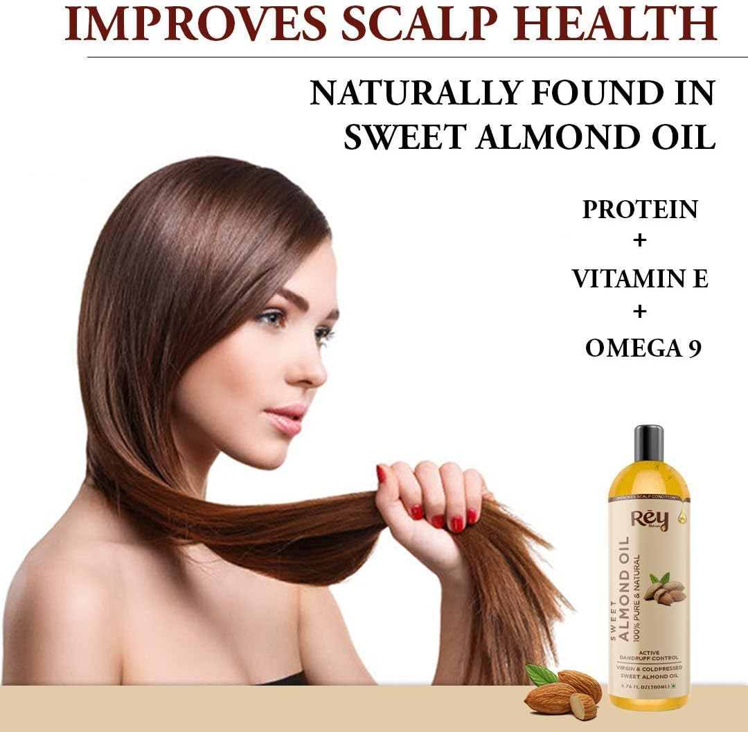 Rey Naturals Cold Pressed Castor Oil & Sweet Almond Oil - for Hair & Skin - 200Ml + 200Ml image number 5