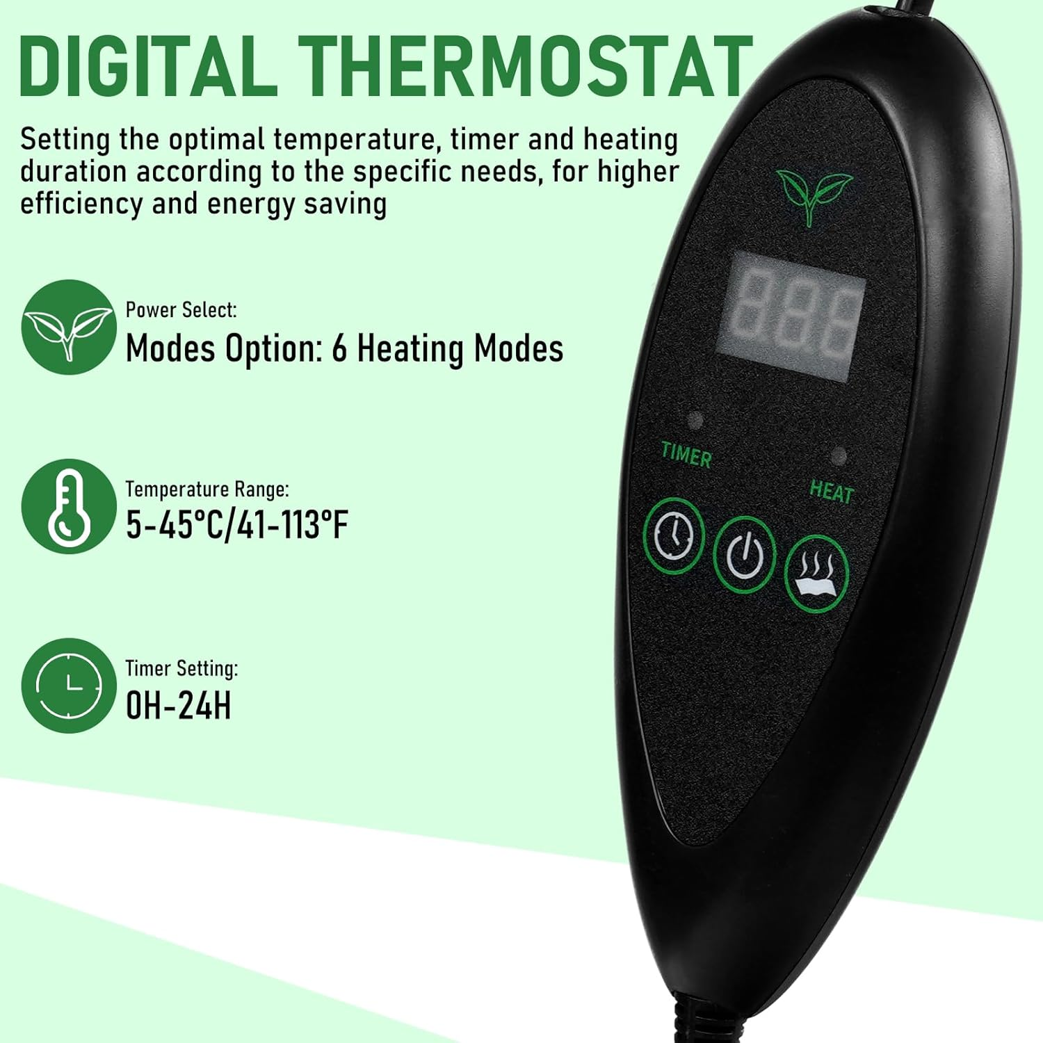 Seedling Heat Mat with Thermostat Controller, 30W Waterproof Heat Pad for Seedling Starting, Durable Seed Heating Mat for Indoor Growing & Seed Germination, Hydroponic Heating Pad 25X50Cm image number 1