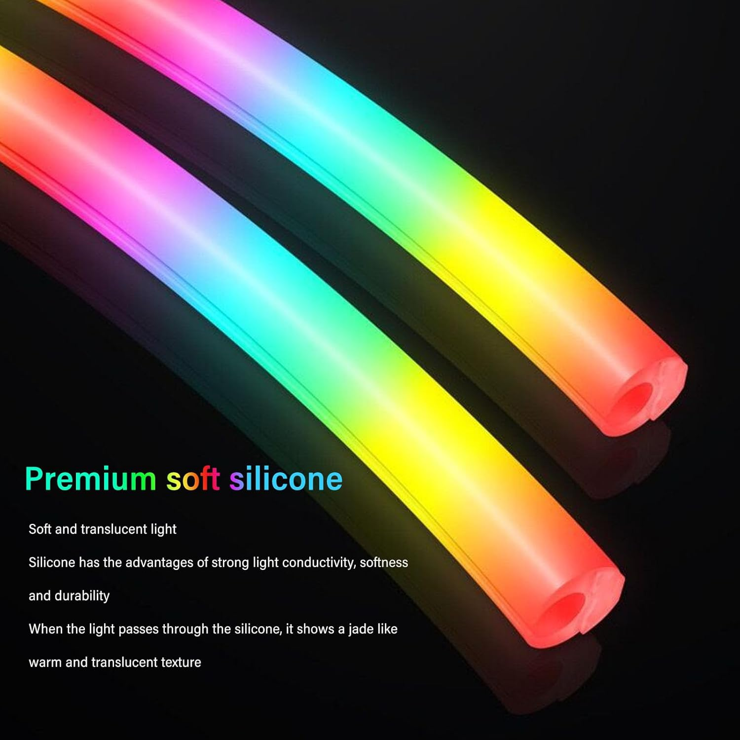 2Pcs ARGB Water Cooling Tube, 360&deg; Panoramic DIY Soft Light Water Cooled Pipe with 35 ARGB Lamp Beads, 5V 3Pin Programmable Sync Water Cooling Tubing for Computer Case