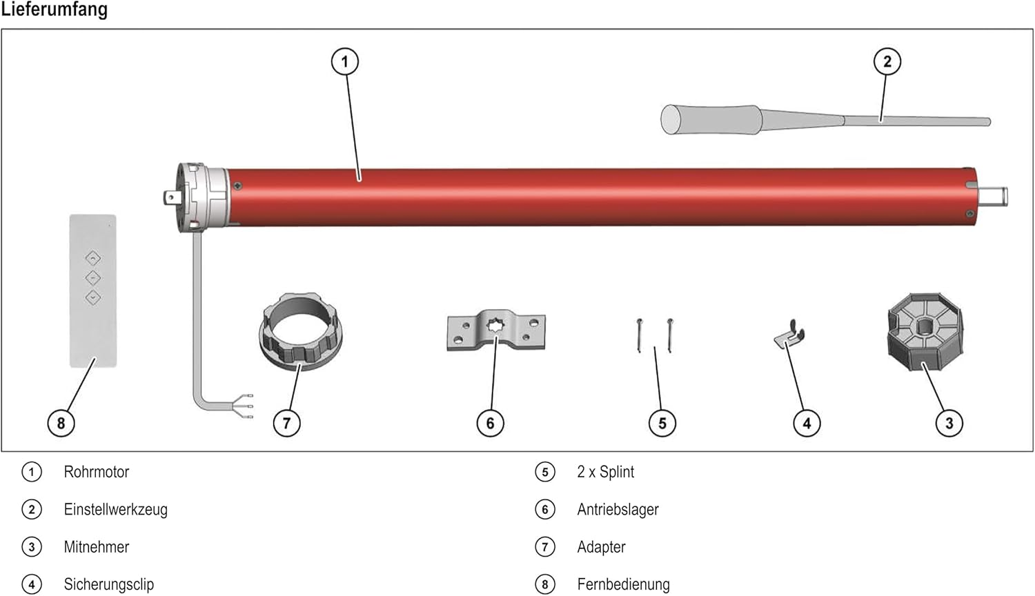 Superrollo RM30MMB Wireless Roller Shutter Motor (SW60, 30 Nm), Red