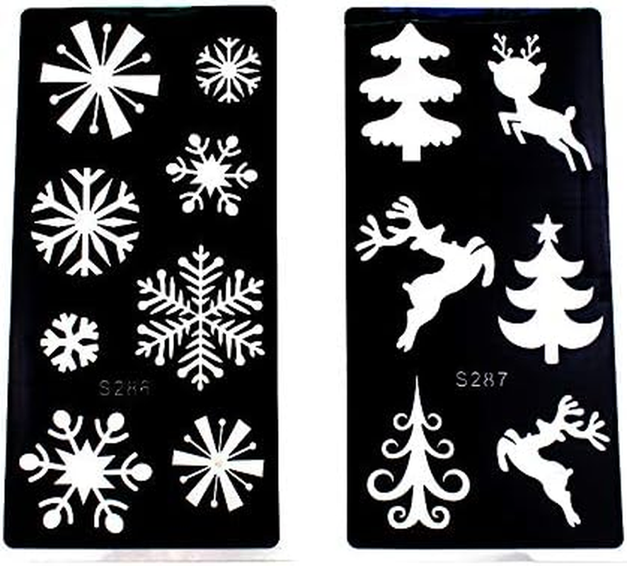 Xmasir 6 Sheet Xmas Glitter Tattoo Stencils for Kids Christmas Party Decoration Chlidren Drawing Templates Christmas Temporary Tattoo 7.08'' X 3.35'' image number 1