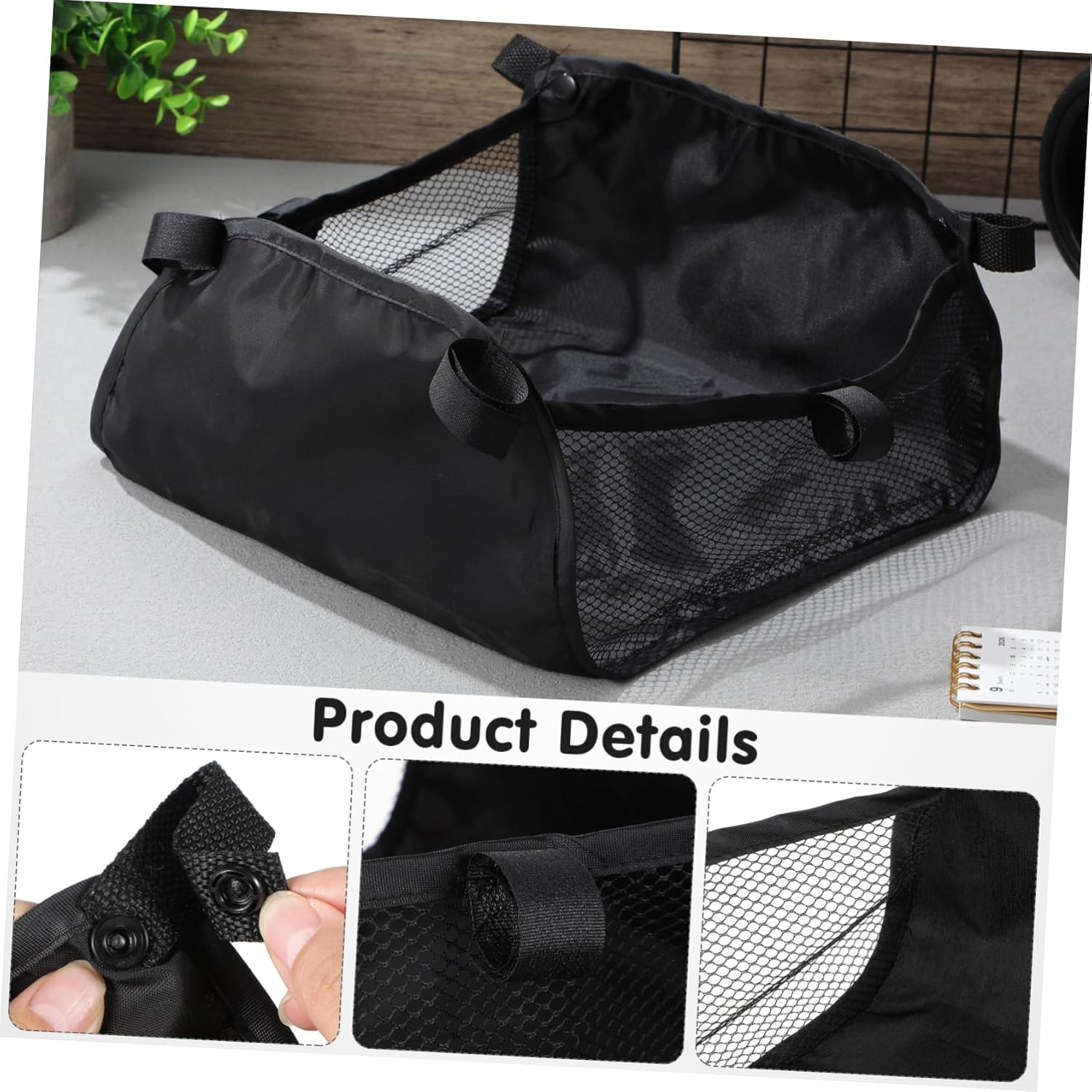DOITOOL Baby Stroller Storage Basket, Black Oxford Cloth Pram Organiser Net Bag, Under-Basket for Travel and Shopping image number 5