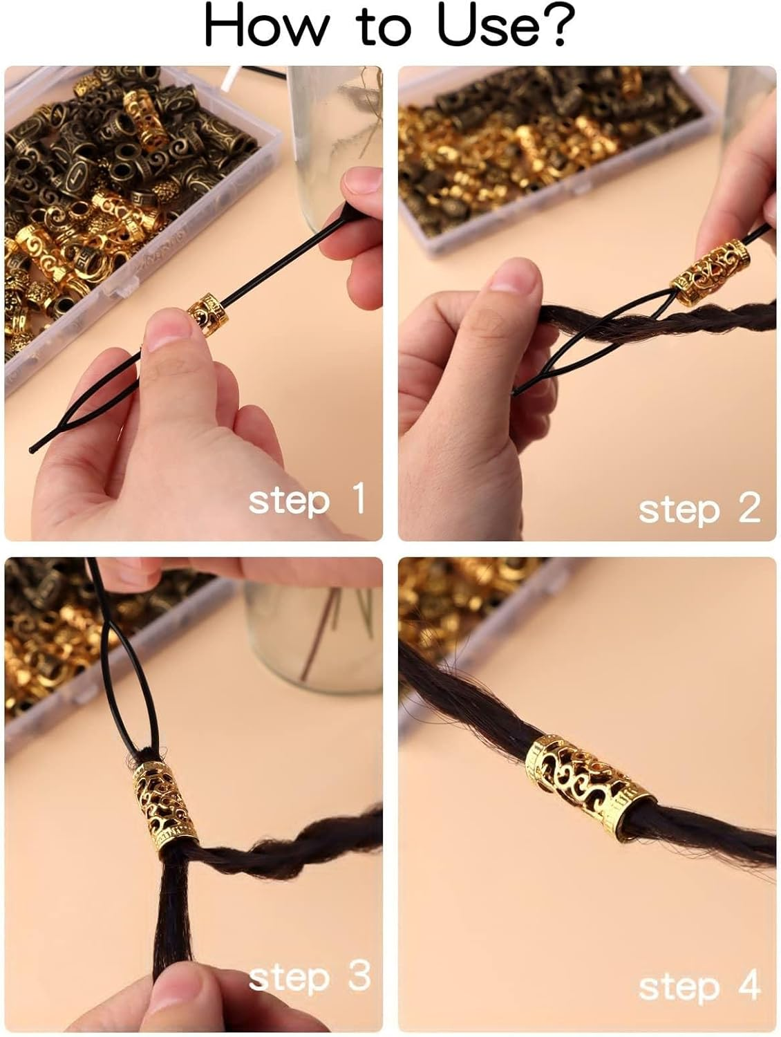 Hair Jewelry Rings, Dreadlocks Bead Decoration, 110 Pcs Adjustable Braids Rings Cuffs Jewelry, Alloy, for Hair Braiding Jewelry Coils, Wedding, Parties, Film Exhibitions image number 4