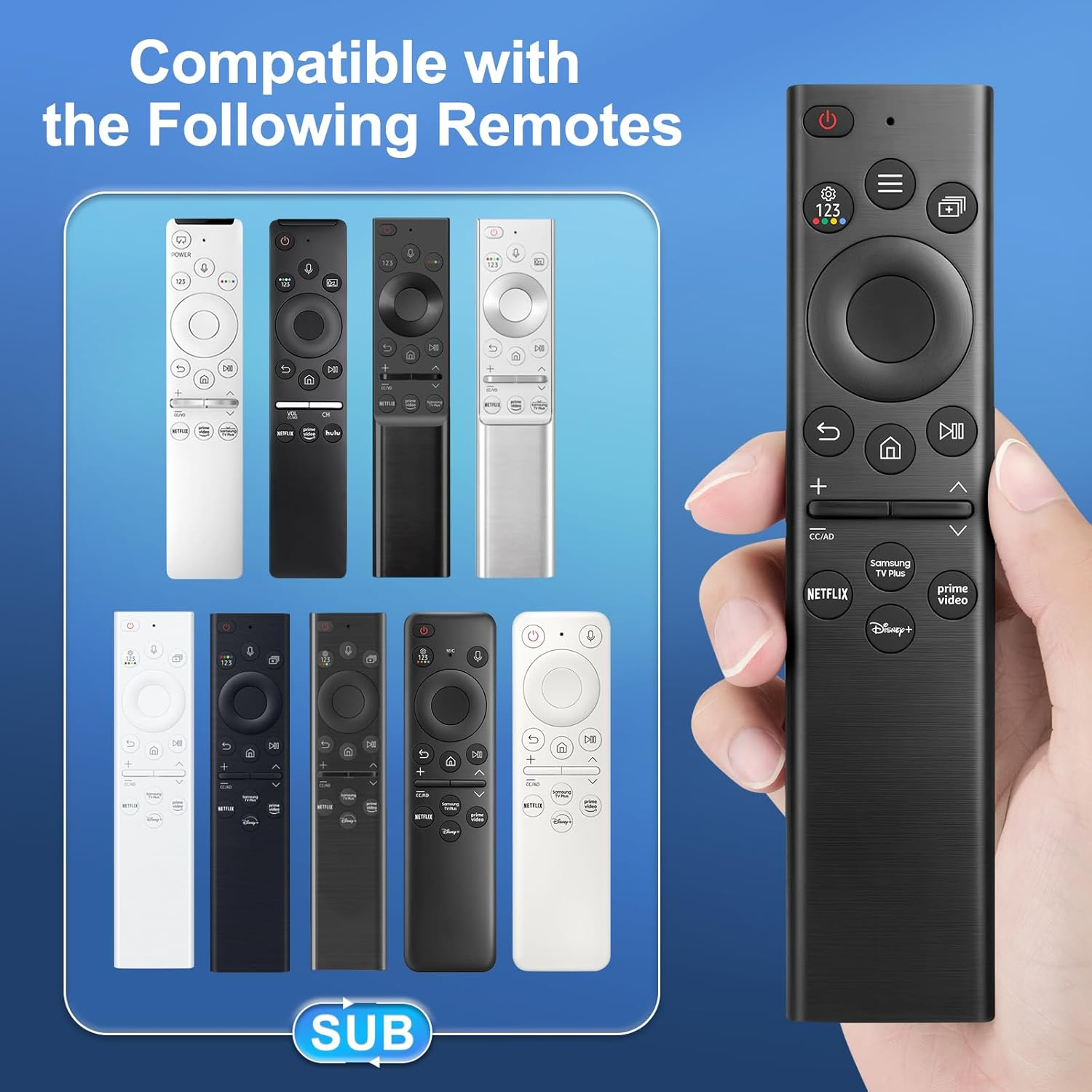 Universal Remote Control for Samsung Frame Solar QLED Neo OLED Crystal UHD Curved 4K 8K Smart TV Q60 Q70 Q80 AU8000 BU8000 CU8000 Series 8 Replacment Remote BN59-01385A BN59-01385B image number 5