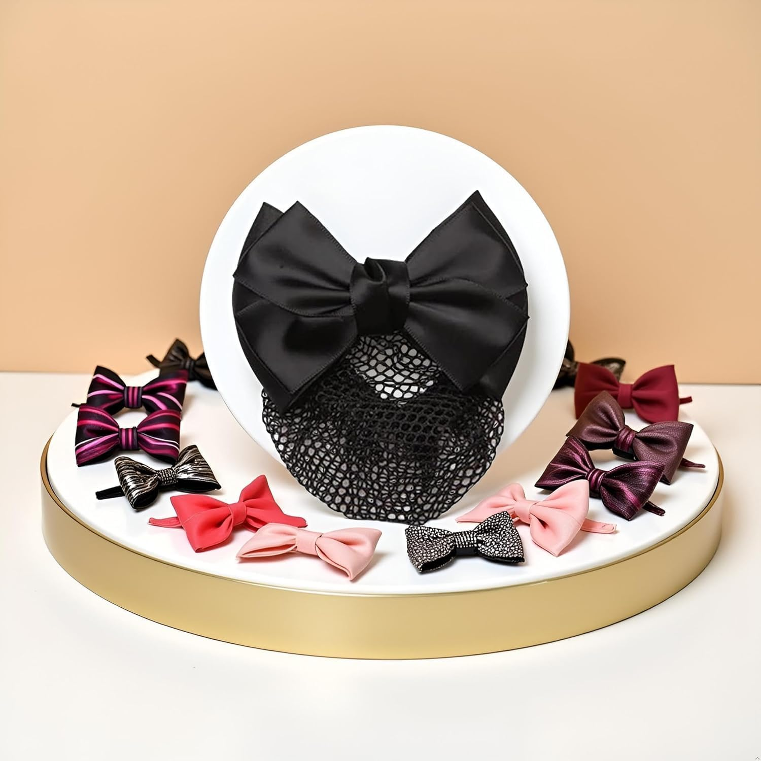 Bowknot Hair Bun Clips, Bowknot Hair Net Clips, Snoods Bun Cover Clip Occupational Fixator for Dancing, Work, Class and Daily Use