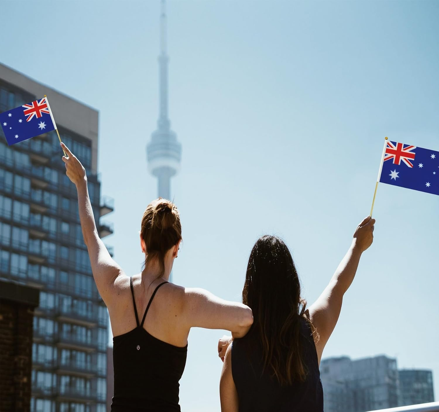 AUPOINT 20 Pics Australian Handheld Mini Flag, 14 * 21Cm, Australia Stick Flag, White Solid Pole,Vivid Color and Fade Resistant, Hand Held Stick Flags with Spear Top image number 2