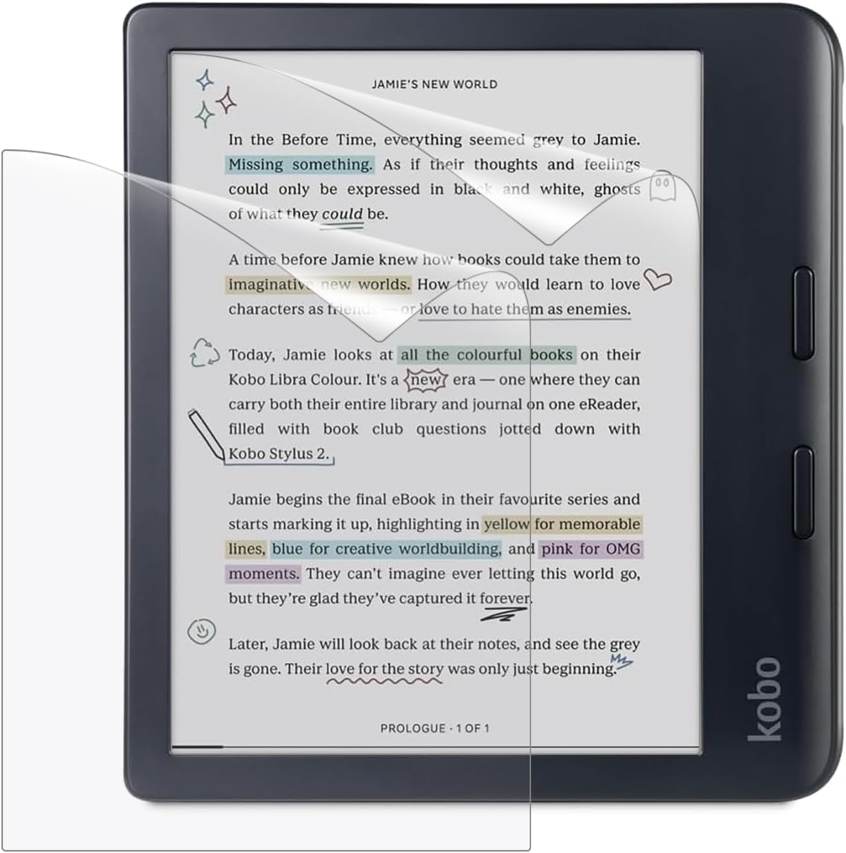 【2 Pack】T Tersely Screen Protector for Kobo Libra Colour, Premium Anti-Glare (Matte) PET Protective Film, Full-Coverage, Easy to Install