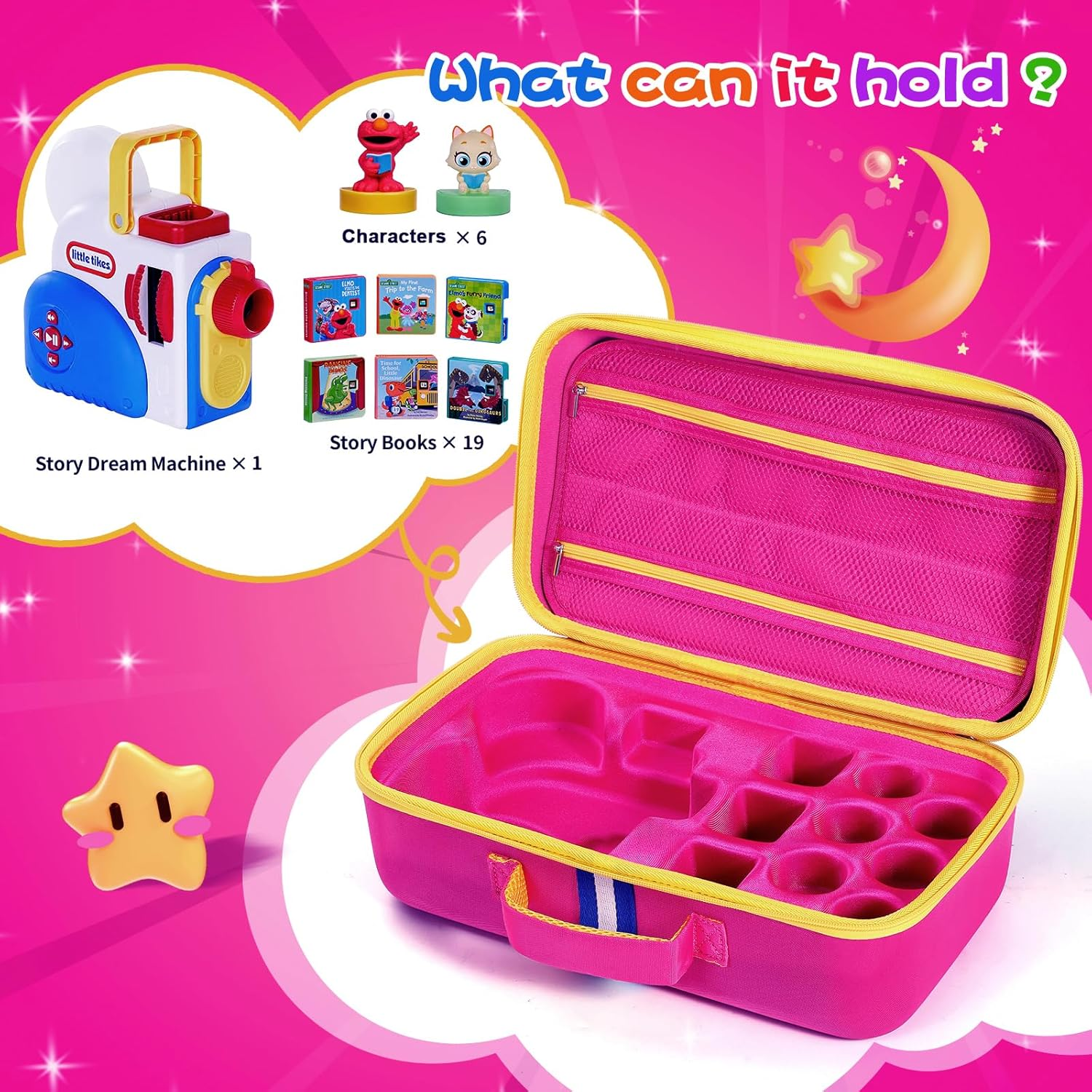 Hard Shell Case for Little Tikes Story Dream Machine Books Starter Set, Many Story Collection, Storytime/Little Golden Book Toys Storage Travel Bag (Pink, Large) image number 6