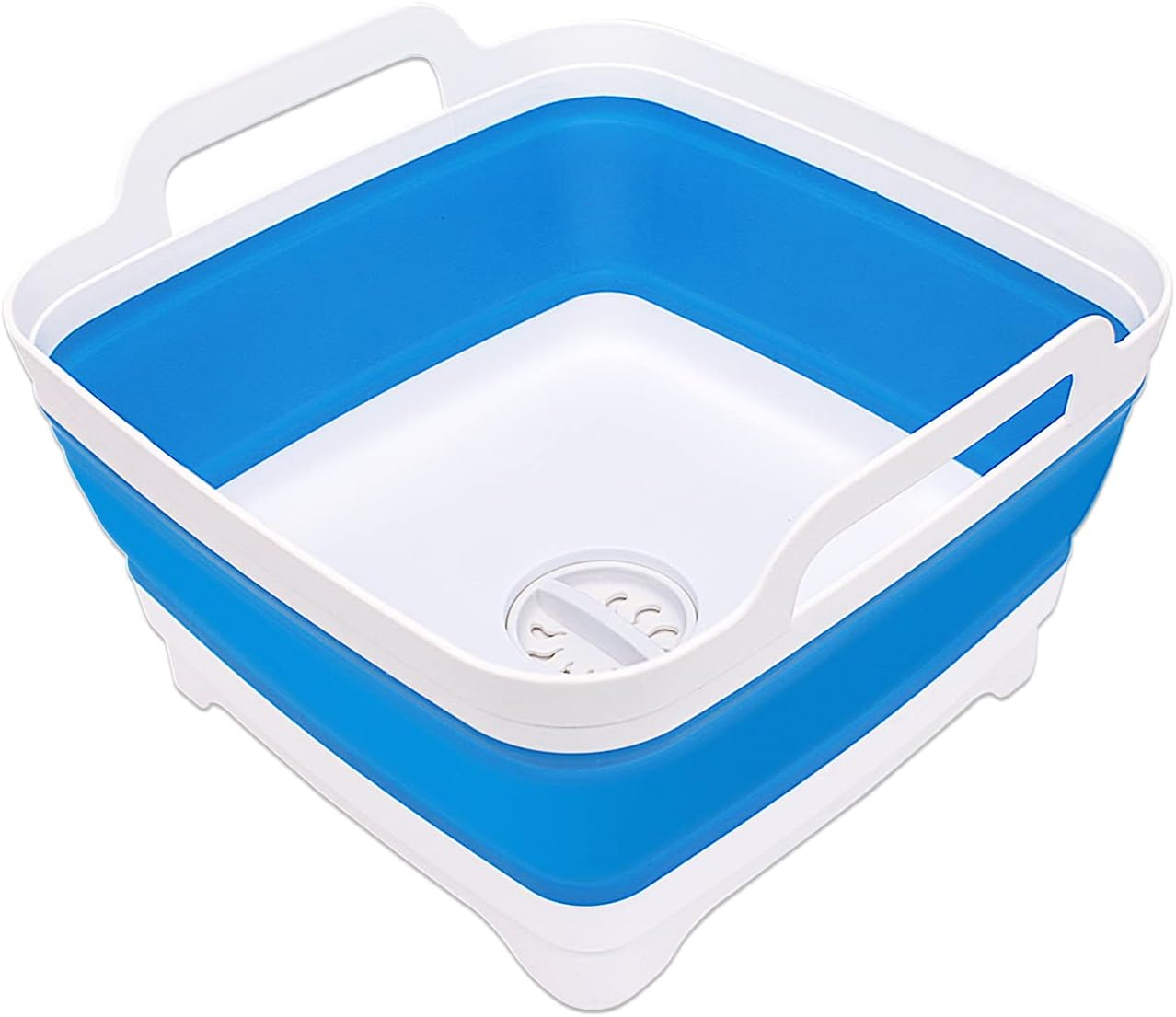 Collapsible Multipurpose Plastic Dish Basin, Space-Saving Outdoor Multiuse Foldable Ice Bucket for Camping,Hiking,Fashing (Black-Square)