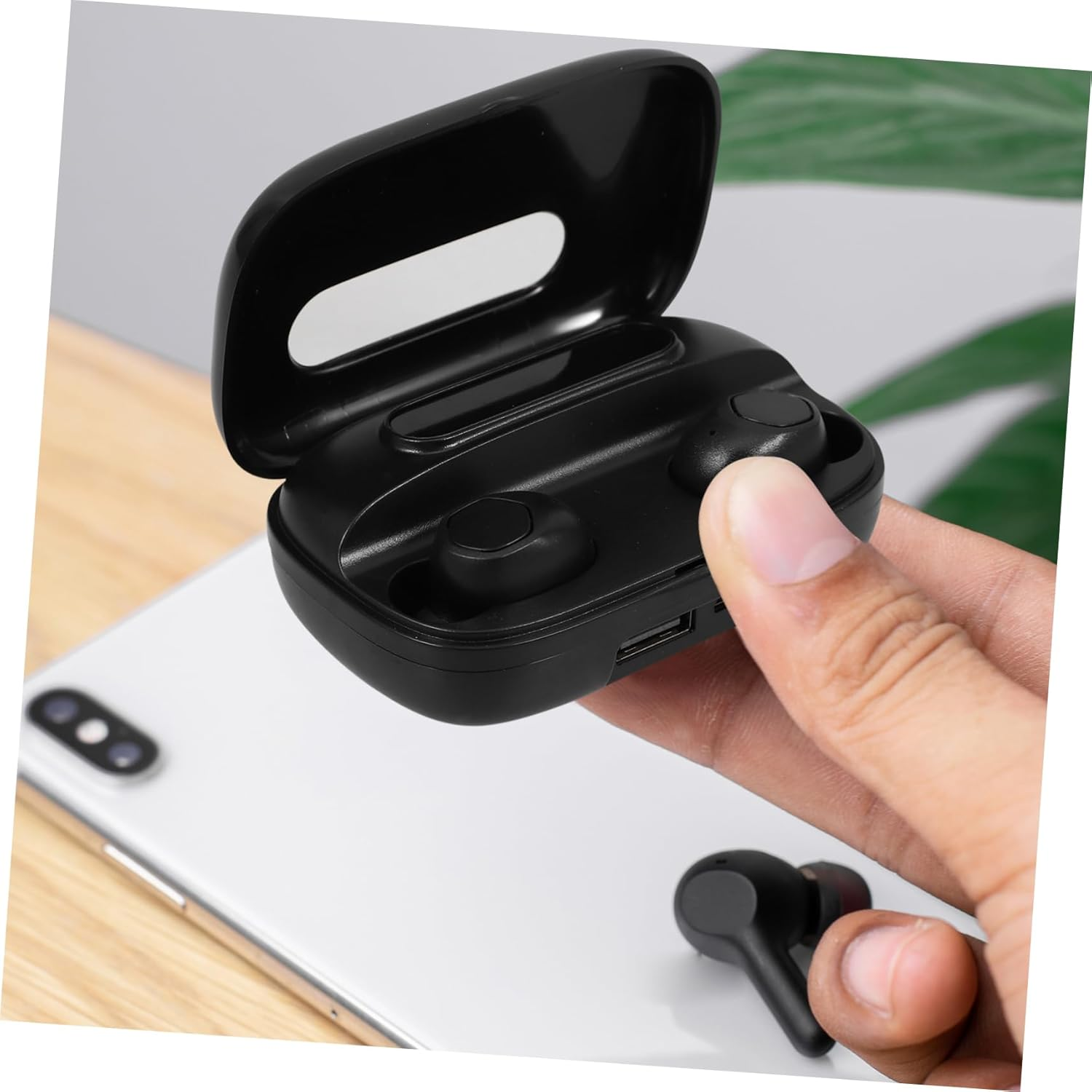 1 Pair Wireless in Ear Headphones with Digital Display Portable Touch Control Earphones Sweat Resistant Surround Sound Ergonomic Design for Comfort Black image number 5