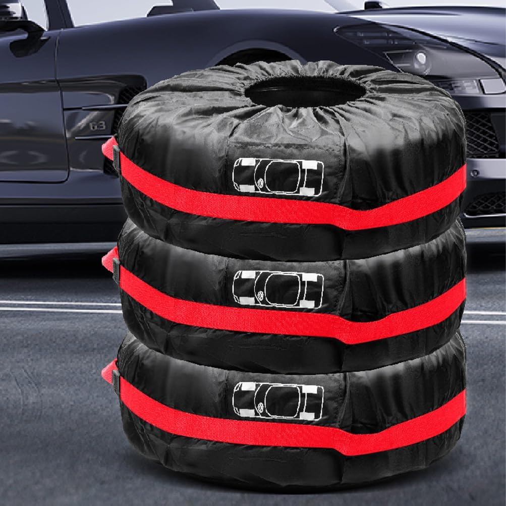 Tire Cover, Tire Covers 4 Pack, Tough Wheel Protector, Waterproof Anti-Uv Snow Sun Rain Tire Covers, Portable Wheel Bags, Spare Tire Wheel Cover, Eco-Friendly Tire Totes image number 4