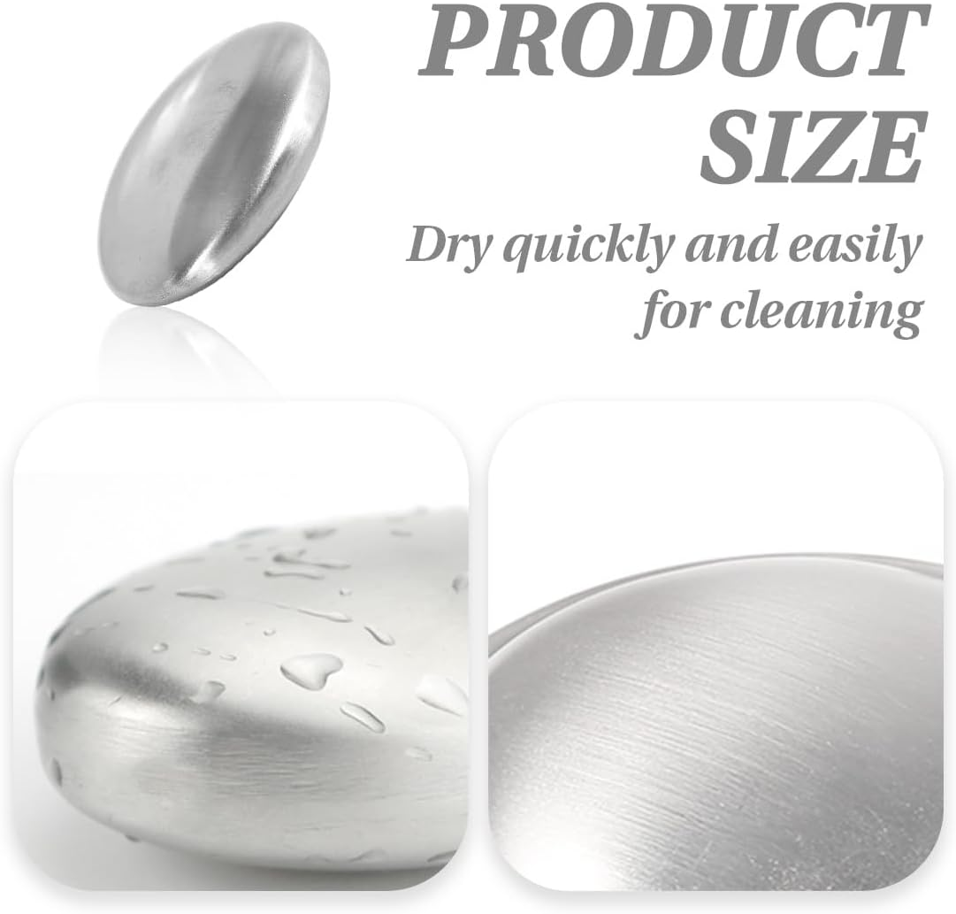 DWFEYOI 2 Pieces for Removing Odour Onions, Fish Garlic, Strong Odours from Hands, Kitchen Aid, Odour-Neutralising, Brushed Stainless Steel Soap, Stainless Steel Soap, Soap Mill, Solid Soap image number 3