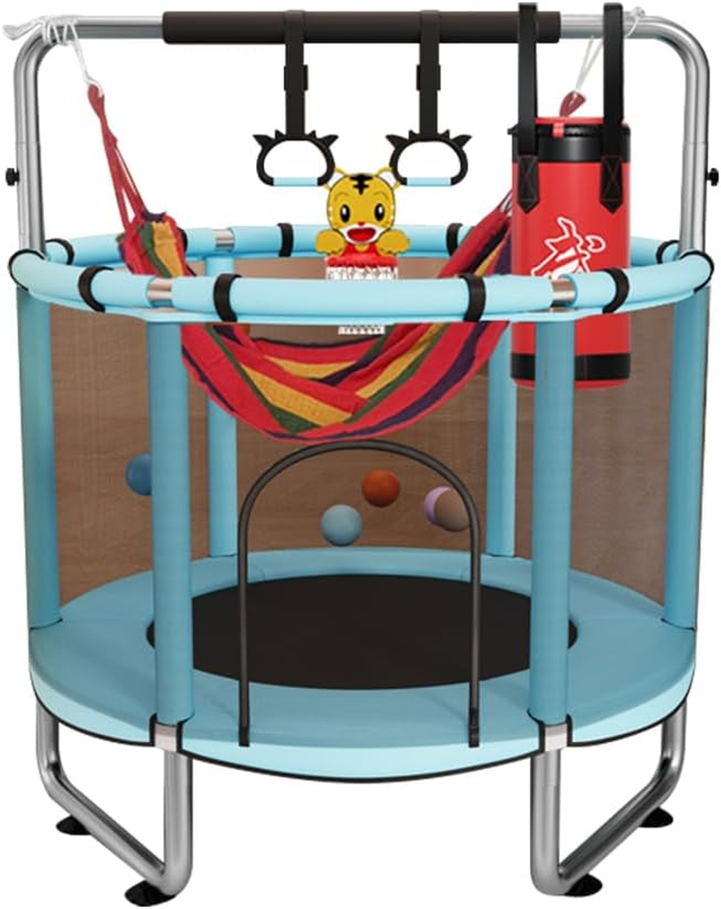 Childrens Trampoline Small Toddler Trampoline for Kids Toddlers 4.6 FT Indoor Outdoor with Safety Enclosure Net Birthday Gifts for Boy Girl Age image number 4