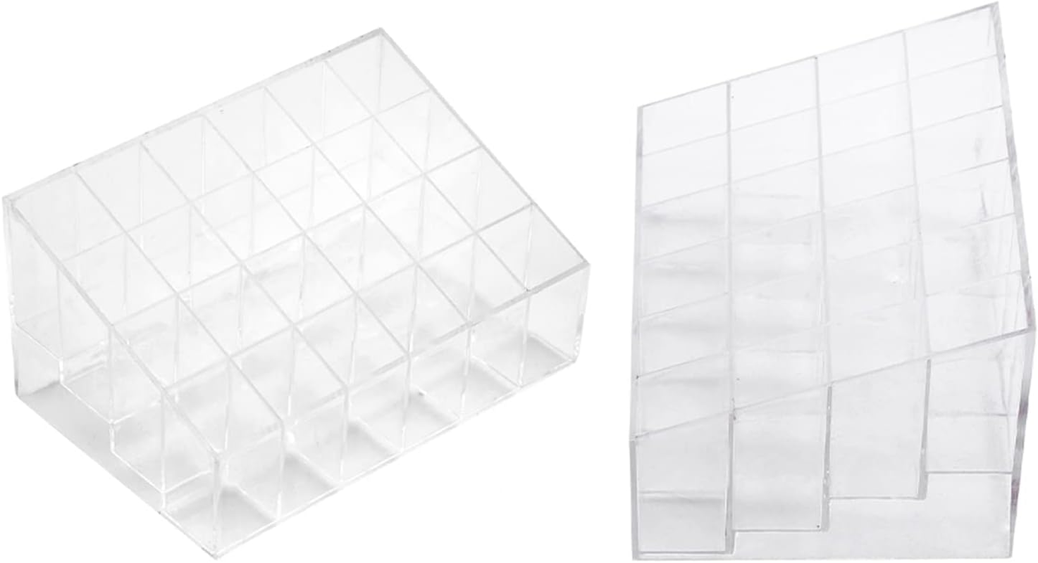 24-Grid Transparent Lipstick Nail Polish Holder Stand, Premium Plastic Makeup Storage Box with Trapezoid Design for Home, Cosmetics Store image number 6