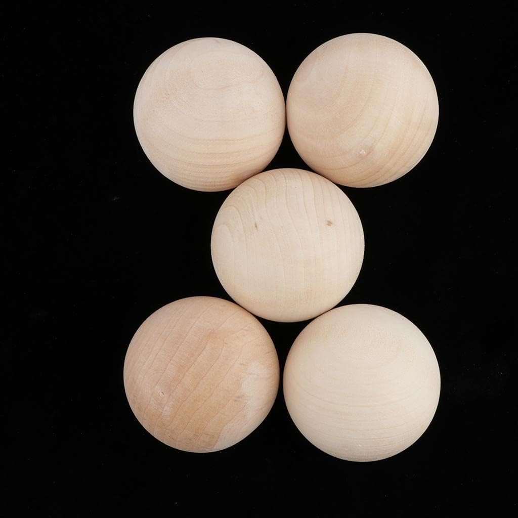 5 Pieces Natural Wood Beads - Beechwood and Hardwood Balls, Solid 60Mm image number 5