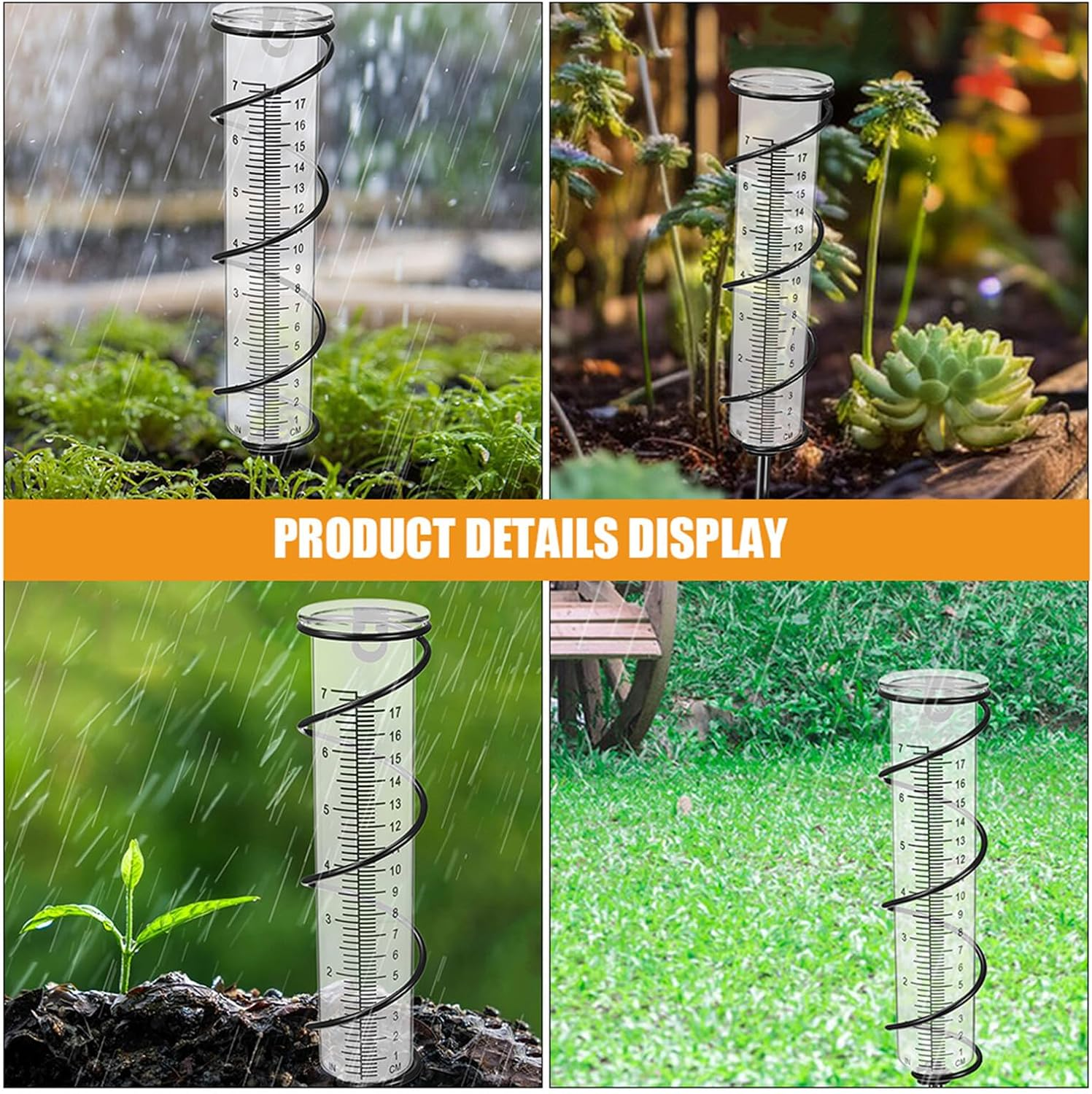 Angoily 3Pcs Freezeproof Rain Gauge Clear Scale with Large Numbers Crack-Resistant Plastic Water Tubes for Garden Lawn Outdoor Use image number 1