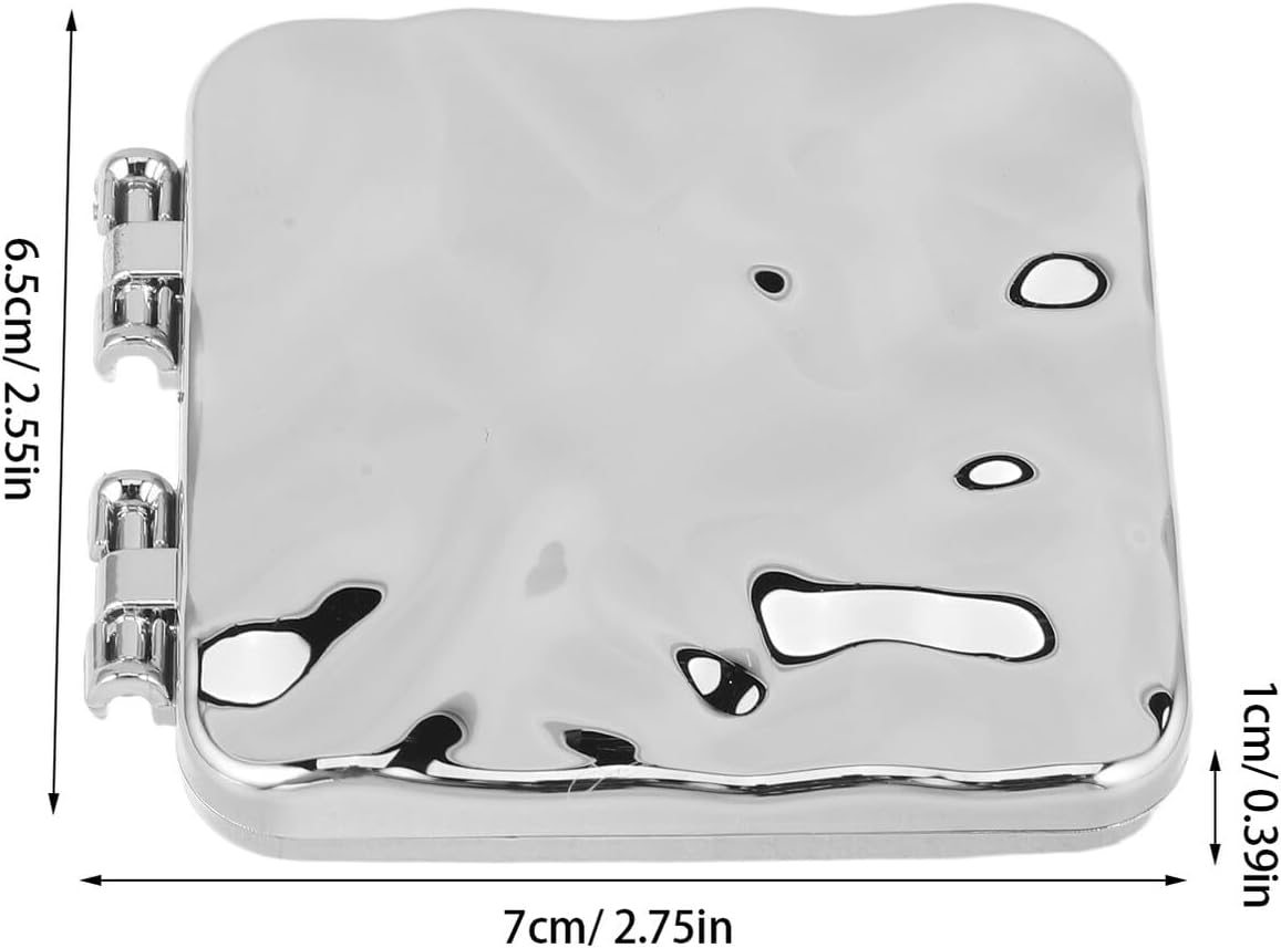 Iplusmile 2Pcs Electroplated Silver Compact Mirrors for Women, Portable Small Folding Pocket Makeup Mirrors for Travel and Handbag Use image number 4