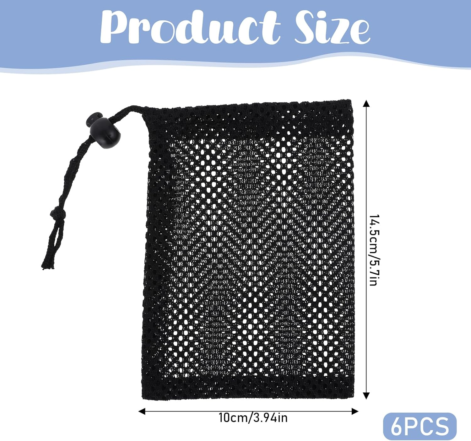 6 Pcs Nylon Storage Mesh Bags, 6 X 4" Mesh Drawstring Bag, Portable Nylon Storage Bags, Small Mesh Bag, Small Travel Stuff Bags image number 3