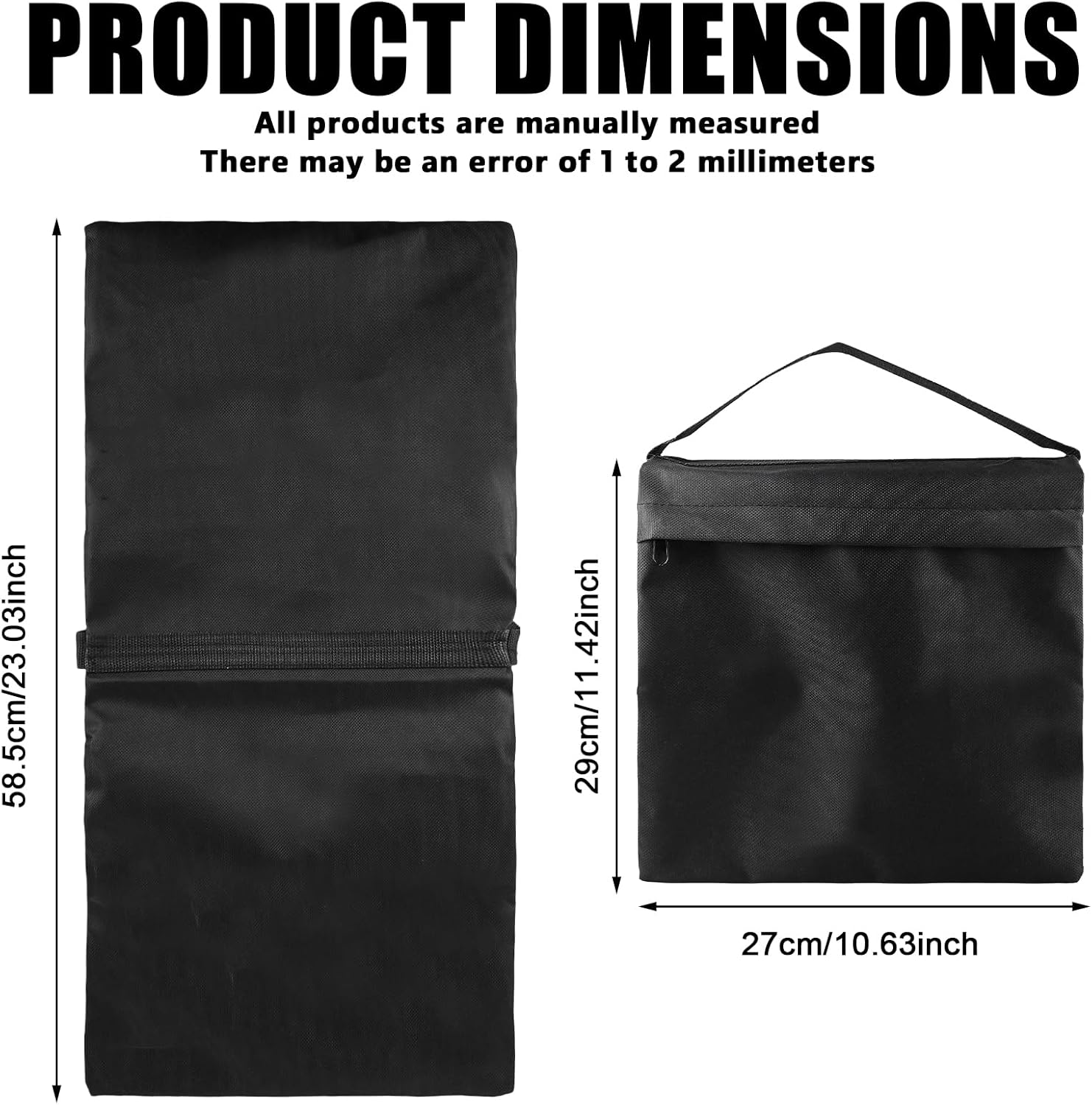 5 Pieces Sandbags for Photography, 27 * 29Cm Sandbag with Carabiner & Ziplock Bags, 600D Oxford Fabric, Max Load Capacity: 10Kg, Empty Sandbag for Photography Lamp Stand, Light Stand Tripod image number 1