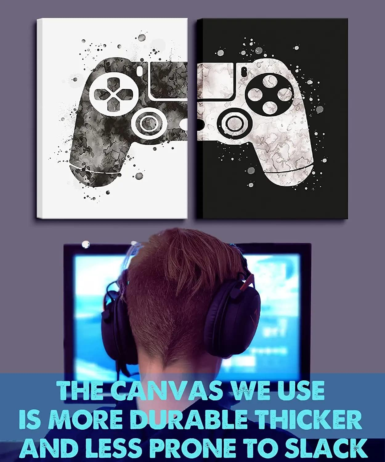 Framed Gaming Room Decor Canvas Wall Art Video Game Art Prints Gaming Theme Posters Prints for Boys Kids Game Room Bedroom Playroom Wall Decor (16 * 24)