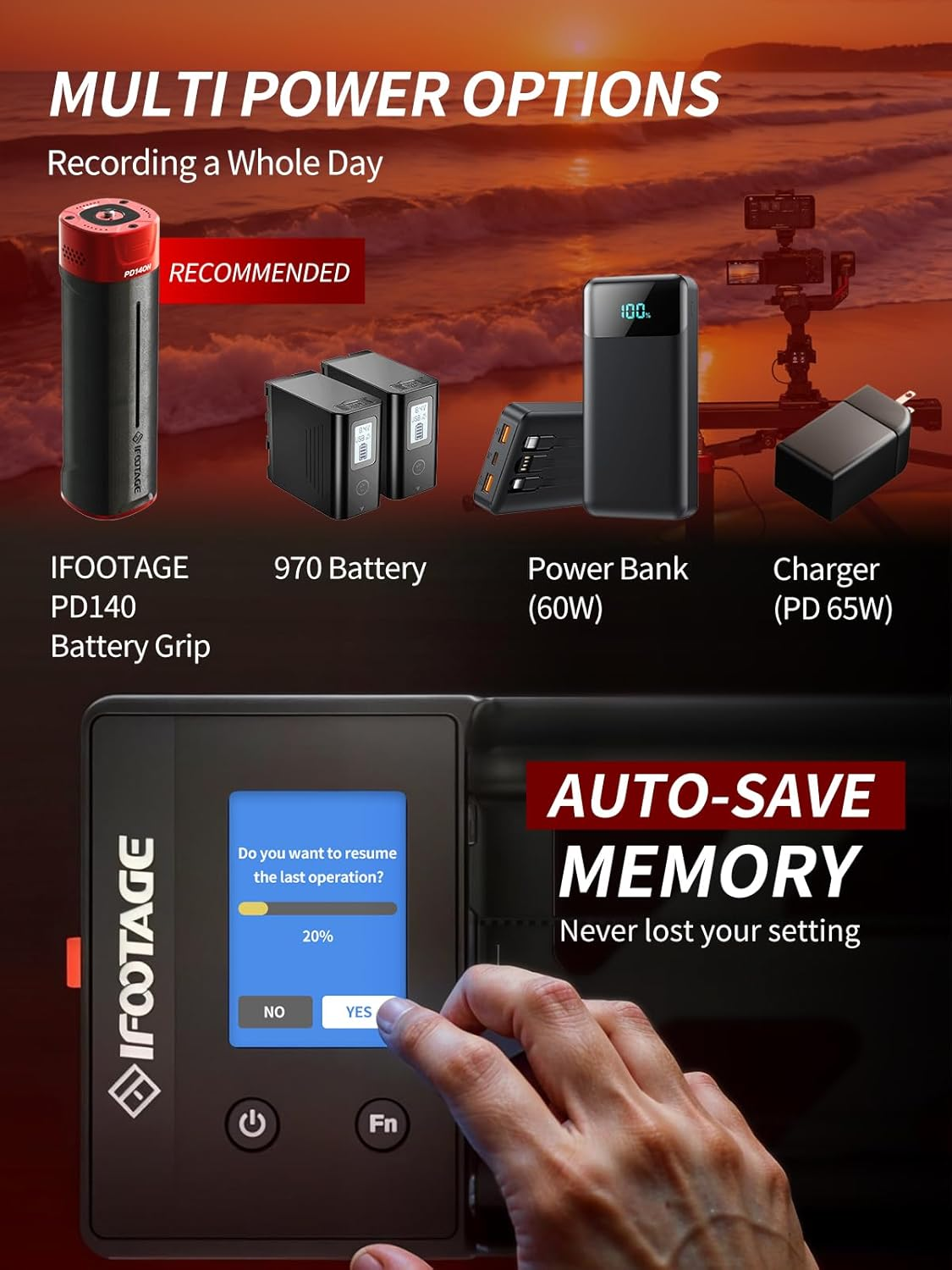 IFOOTAGE Shark Slider Nano II 660 Motorized Camera Slider - 26" Multi-Axis Pan Slider for DJI RS 2/RS3 Pro/Rs 4/RS 4 Pro Gimbals, 15.4Lbs Payload, 360&deg; Panoramic, 6 Modes, Phone/Camera Compatible​ image number 3