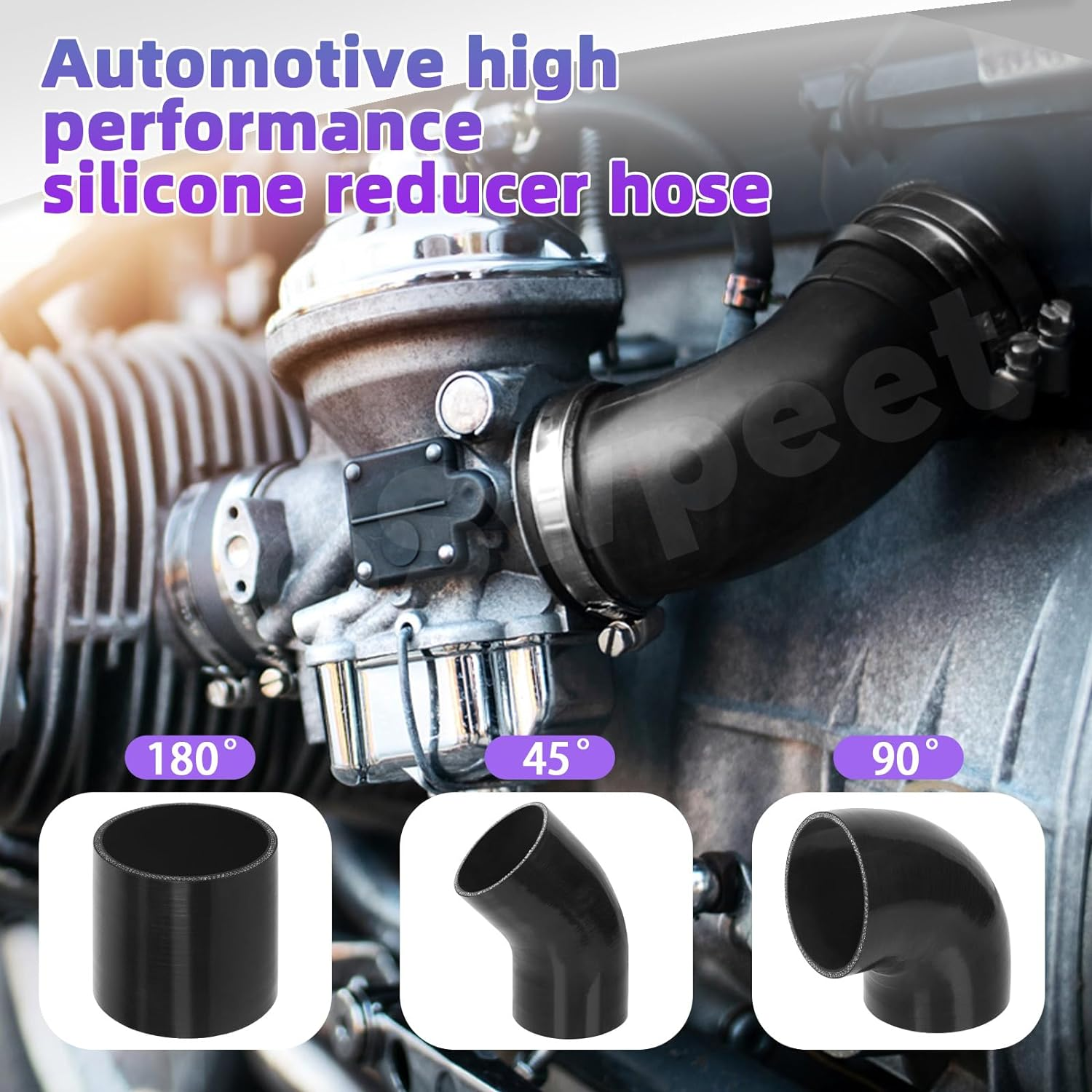 Swpeet 7Pcs 3 Inch - 76Mm 90 Degree Elbow 4-Ply Reinforced Silicone Hose with 86-94Mm T Bolt Hose Clamp and 6Mm Hex Nut Kit, Automotive Pure Silicone Hose for Turbo Intake Intercooler image number 6