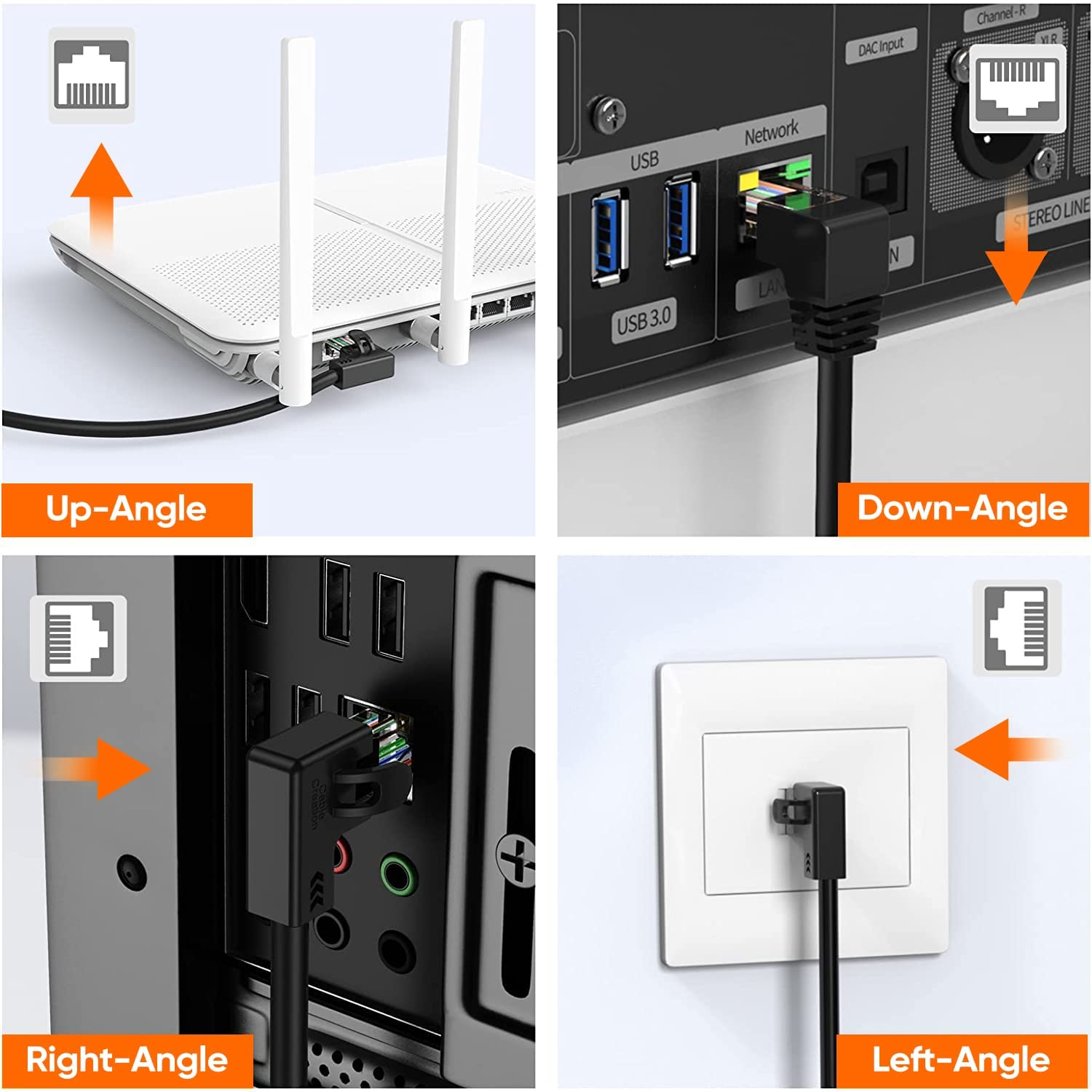 Cablecreation CAT6 Ethernet Patch Cable RJ45 LAN Cable Gigabit Network Cord 90 Degree Upward Angled,Bandwidth up to 250Mhz 1Gbps for Mac,Pc, Router, Modem, Printer, Xbox, PS4, PS3-10 Feet,Black image number 4