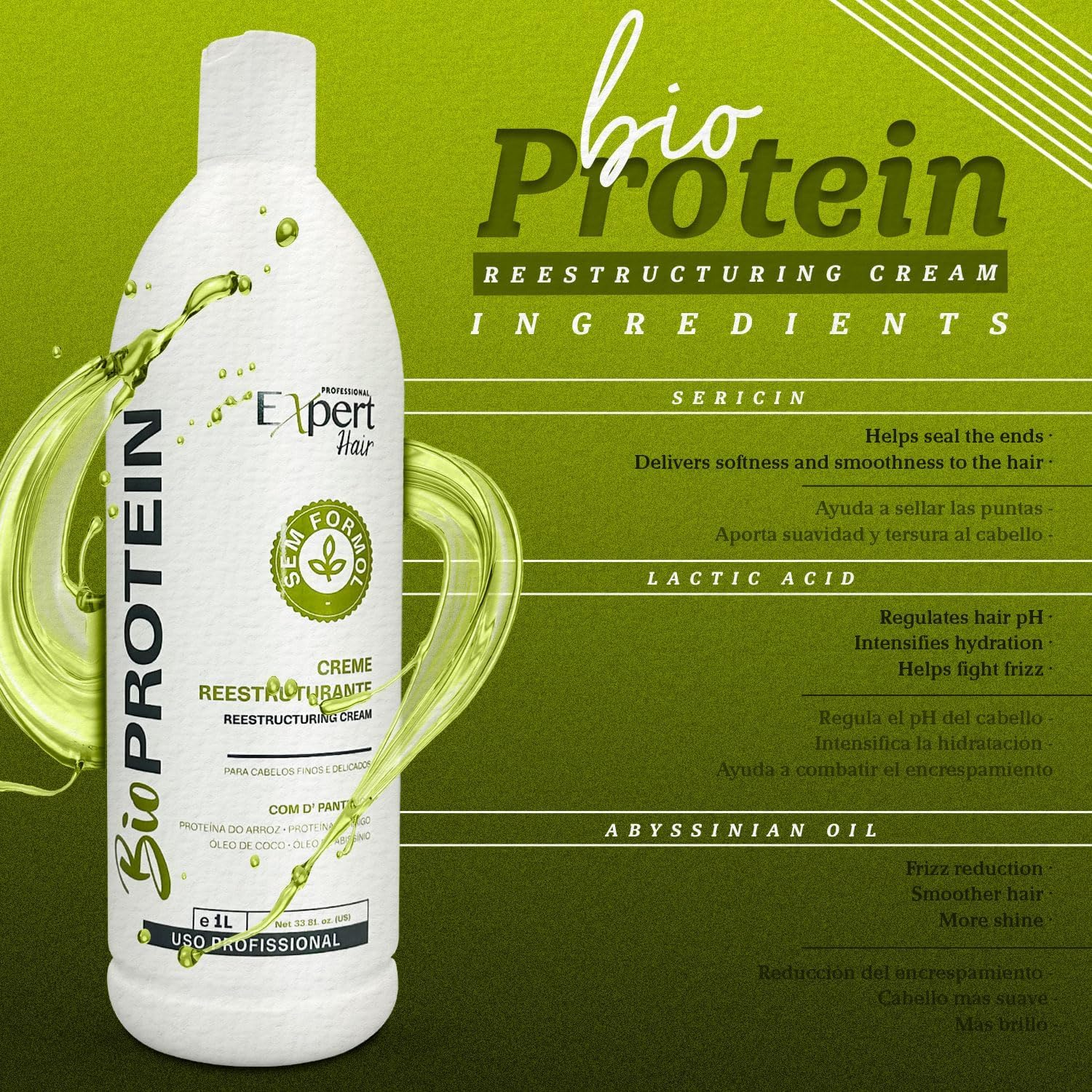 Bio Protein Organic -Formaldehyde-Free, Straightening- Keratina Para Alisar El Pelo, Keratina Organica Sin Formol Para Alisar El Pelo, anti Residue Shampoo Set for All Hair Types image number 1