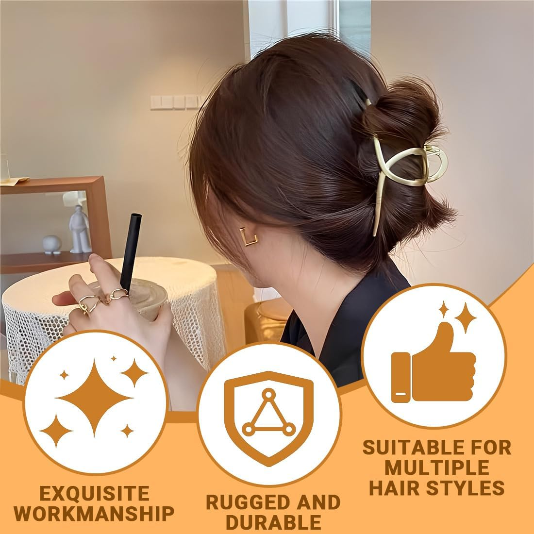 3 Pack Hair Claws for Thick Heavy Hair, Large Non-Slip Hair Clips Claw Clamp, Strong Hold Claw Clips for Long Hair, Fashion Hair Styling Accessories for Women and Girls image number 4