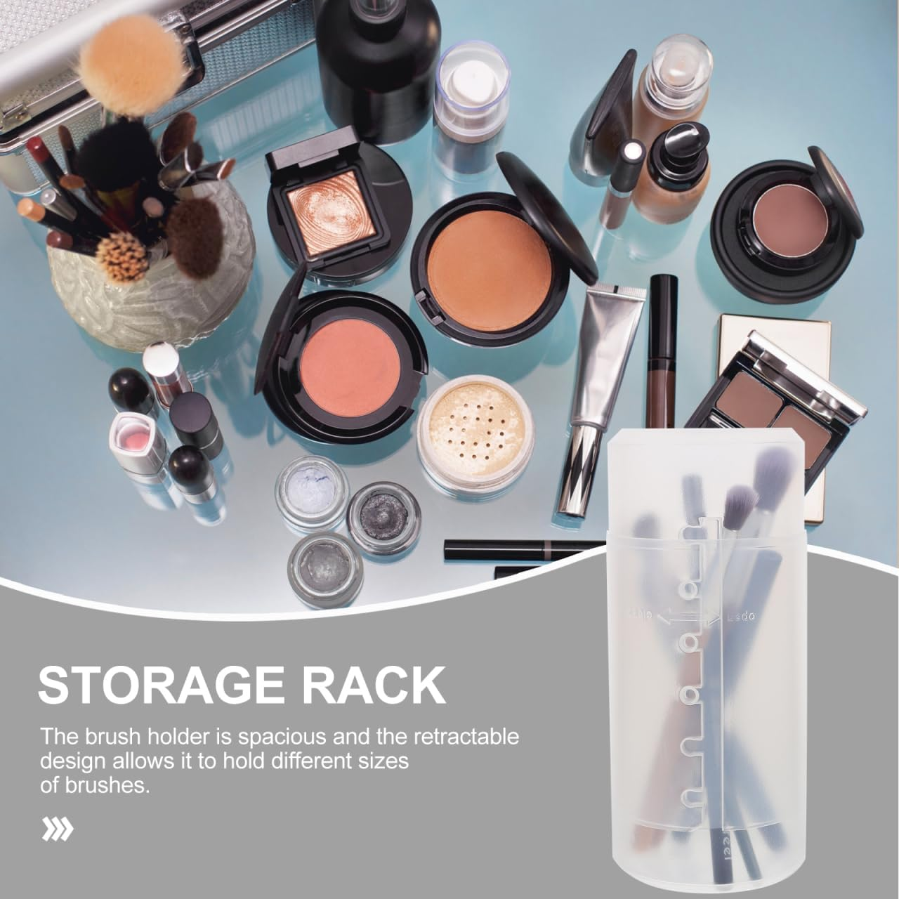 TIDTALEO 3Pcs Retractable Makeup Brush Holders Lid Hair Brush Organisers Waterproof Storage Case Makeup Brushes Container for Home Women Salon Use image number 3