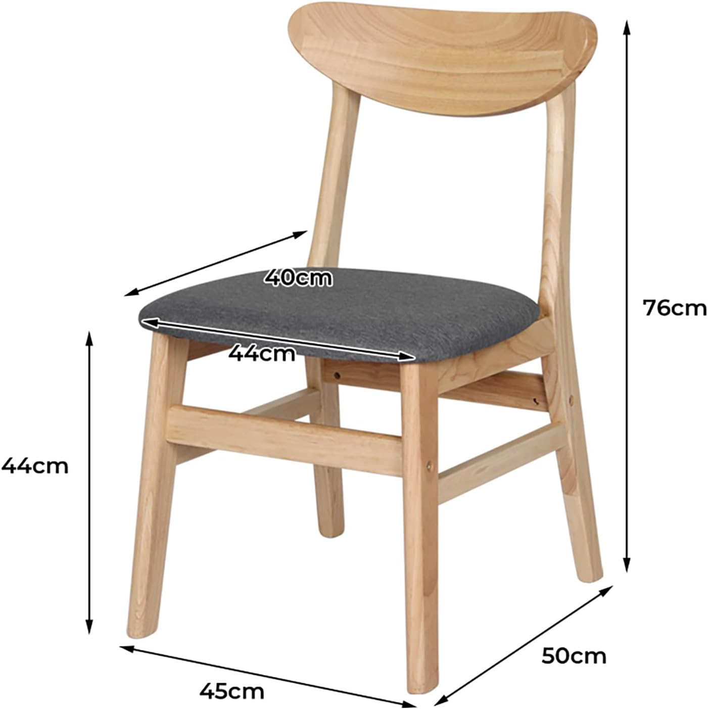 LEVEDE Dining Chairs, Set of 2 Reading Seating, Soft Fabric Kitchen Chairs, Home Furniture for Dining Room, Living Room, Cafe, Courtyard (44Cm Seat Height, Color Oak) - Walnut Brown image number 6